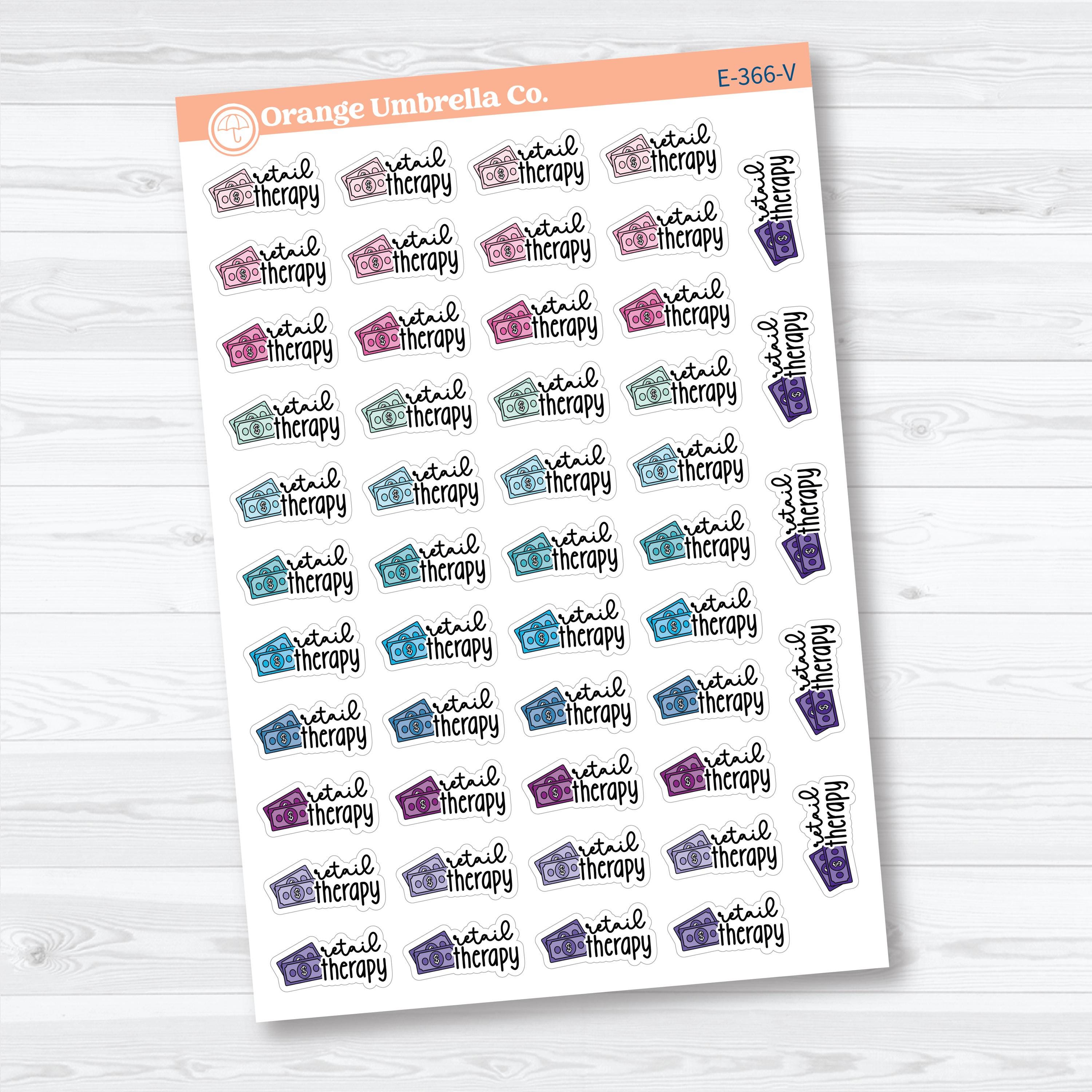 Retail Therapy Event Labels | Shopping Planner Stickers | E-366