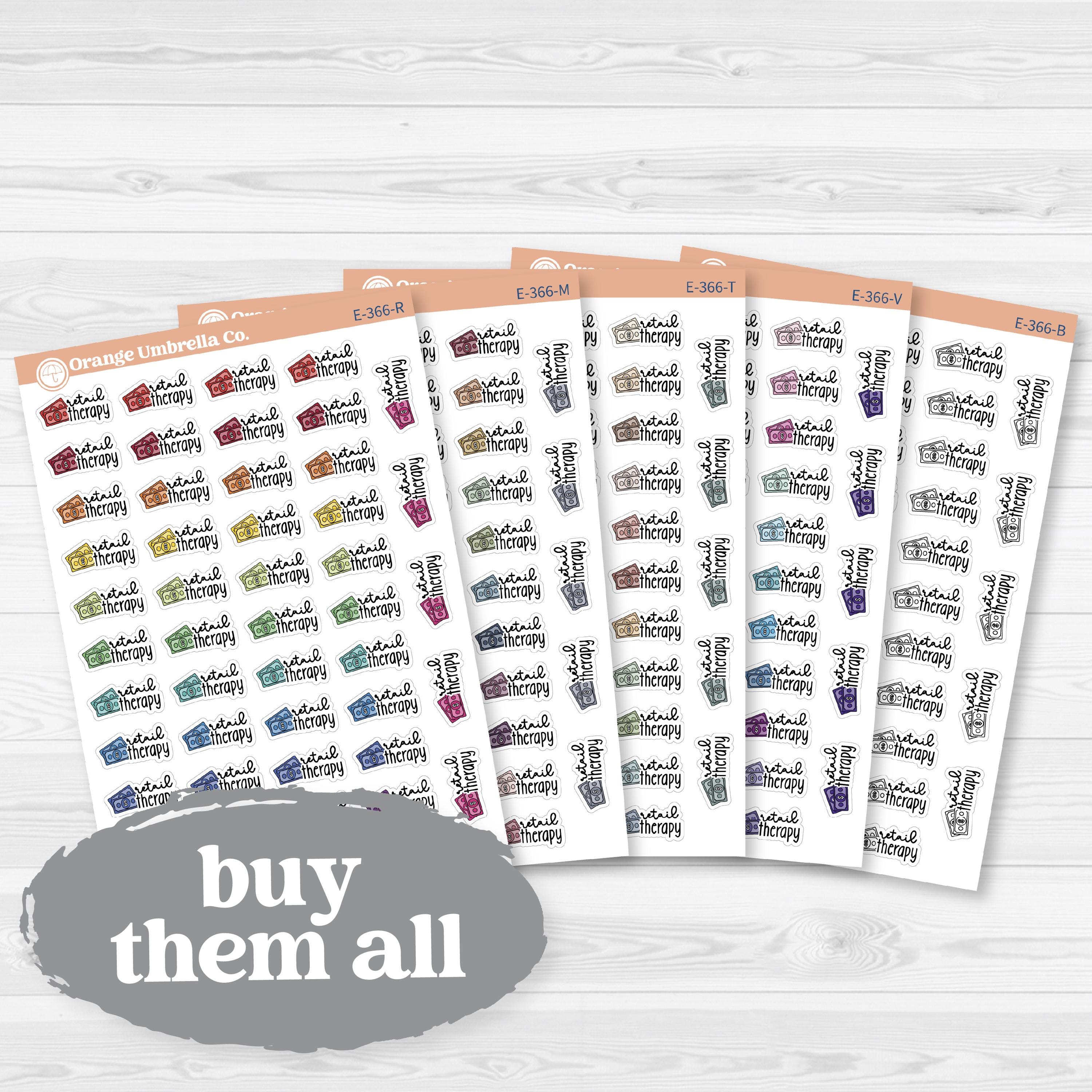 Retail Therapy Event Labels | Shopping Planner Stickers | E-366
