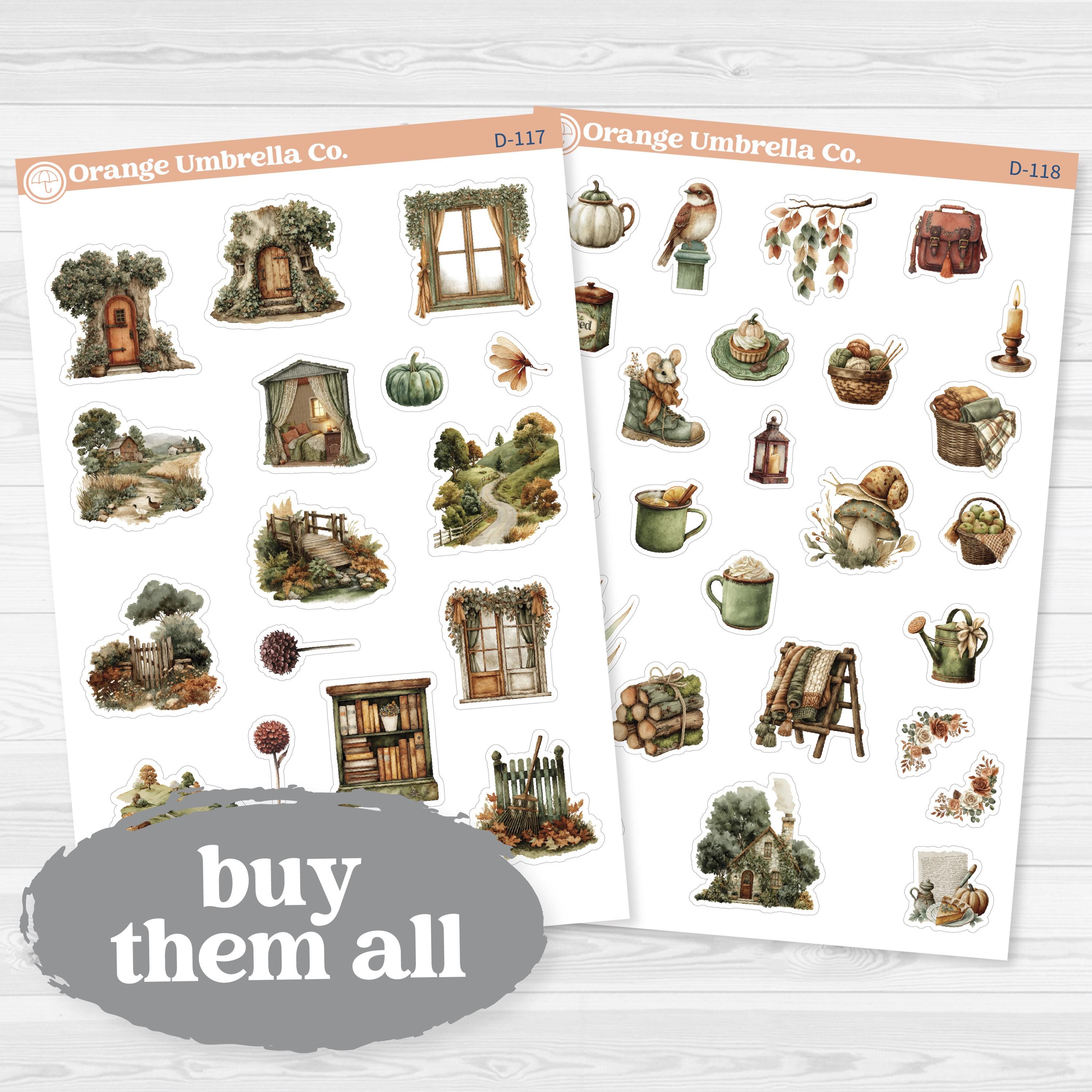 Autumn Scroll Deco | Fall Planner Stickers | D-117-118