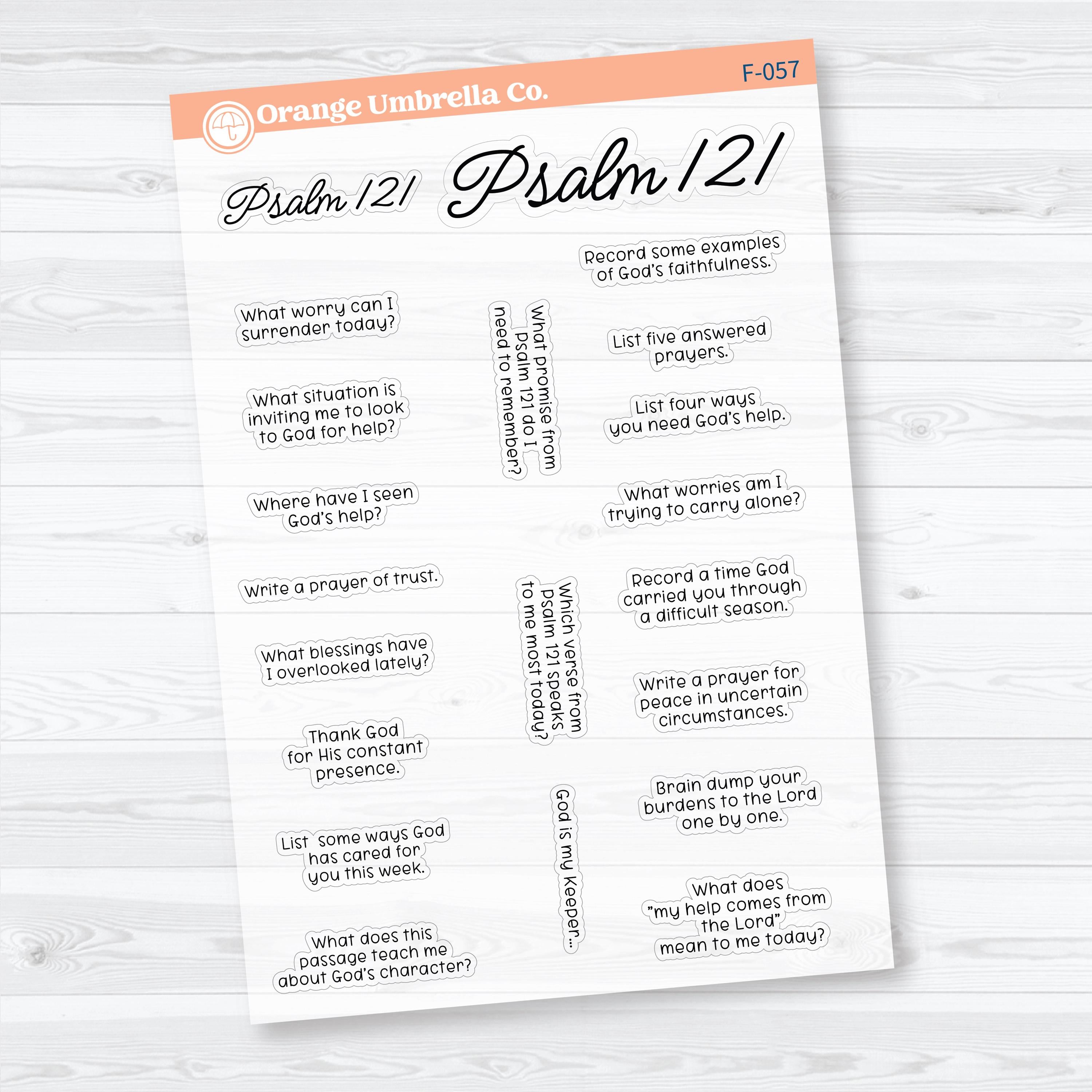 Psalm 121 Bible Journaling | Clear Matte Bible Study Sticker Set | F-056-058-CM