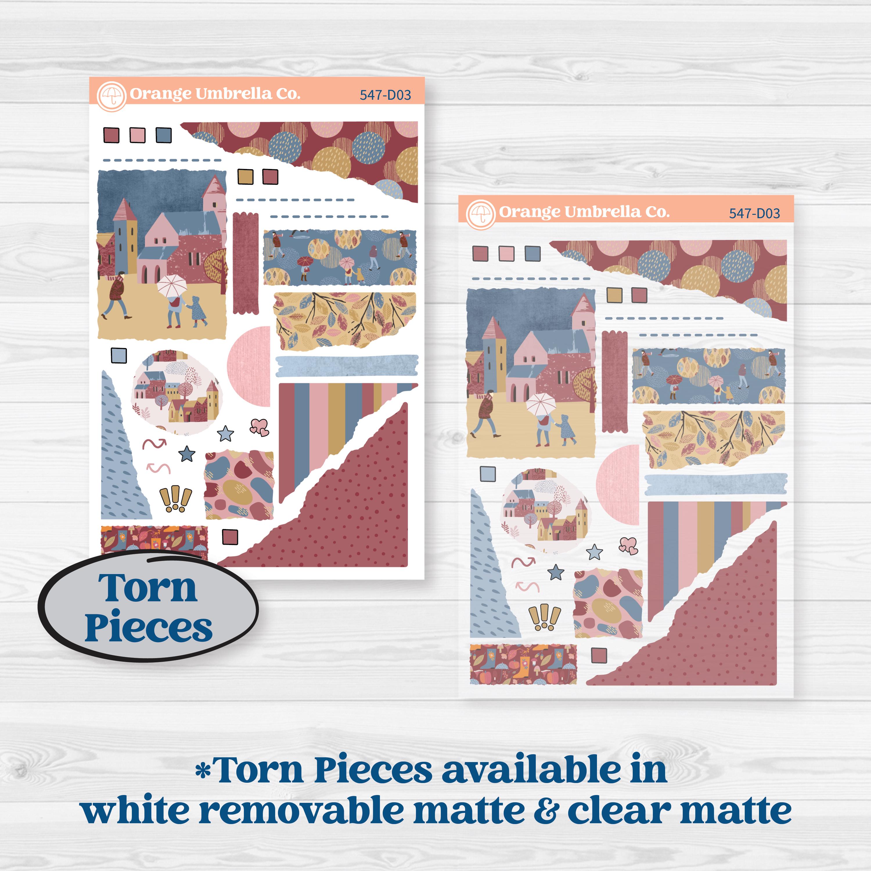 Rainy Autumn Kit | Journaling or Scrapbooking Kit | Creative Junk Journal Planner Stickers | Rain Fall | KIT-547-D
