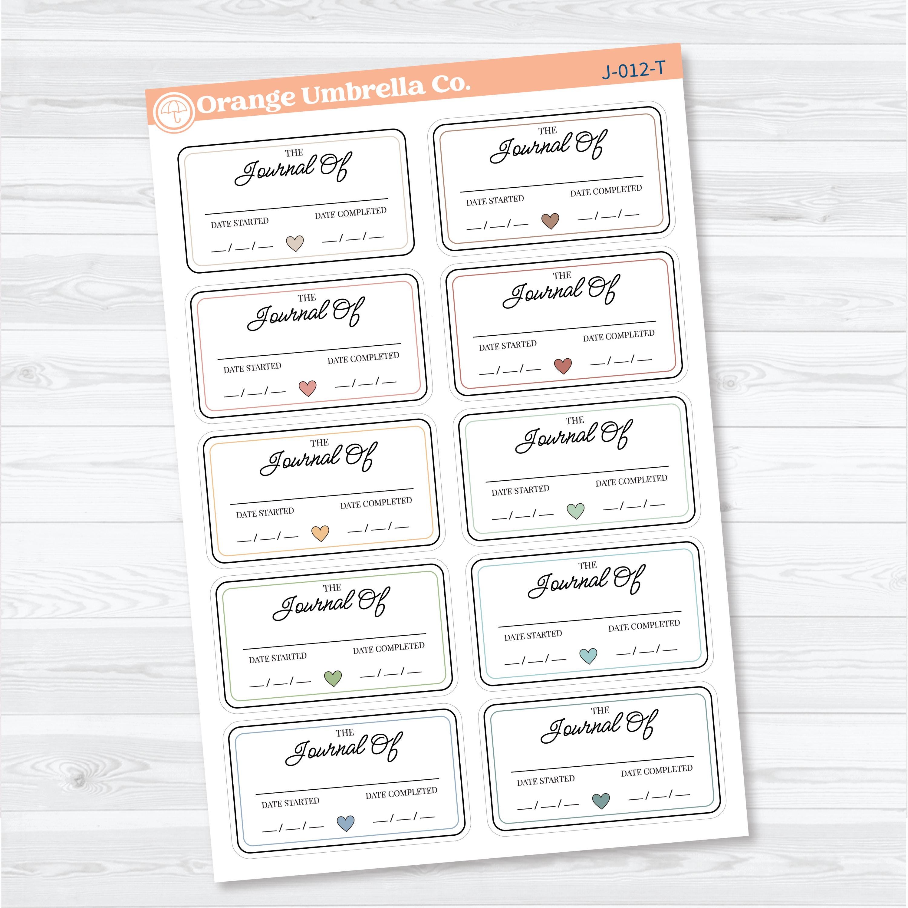 The Journal Of Bookplate Stickers | Reading Journal Planner Stickers | J-012