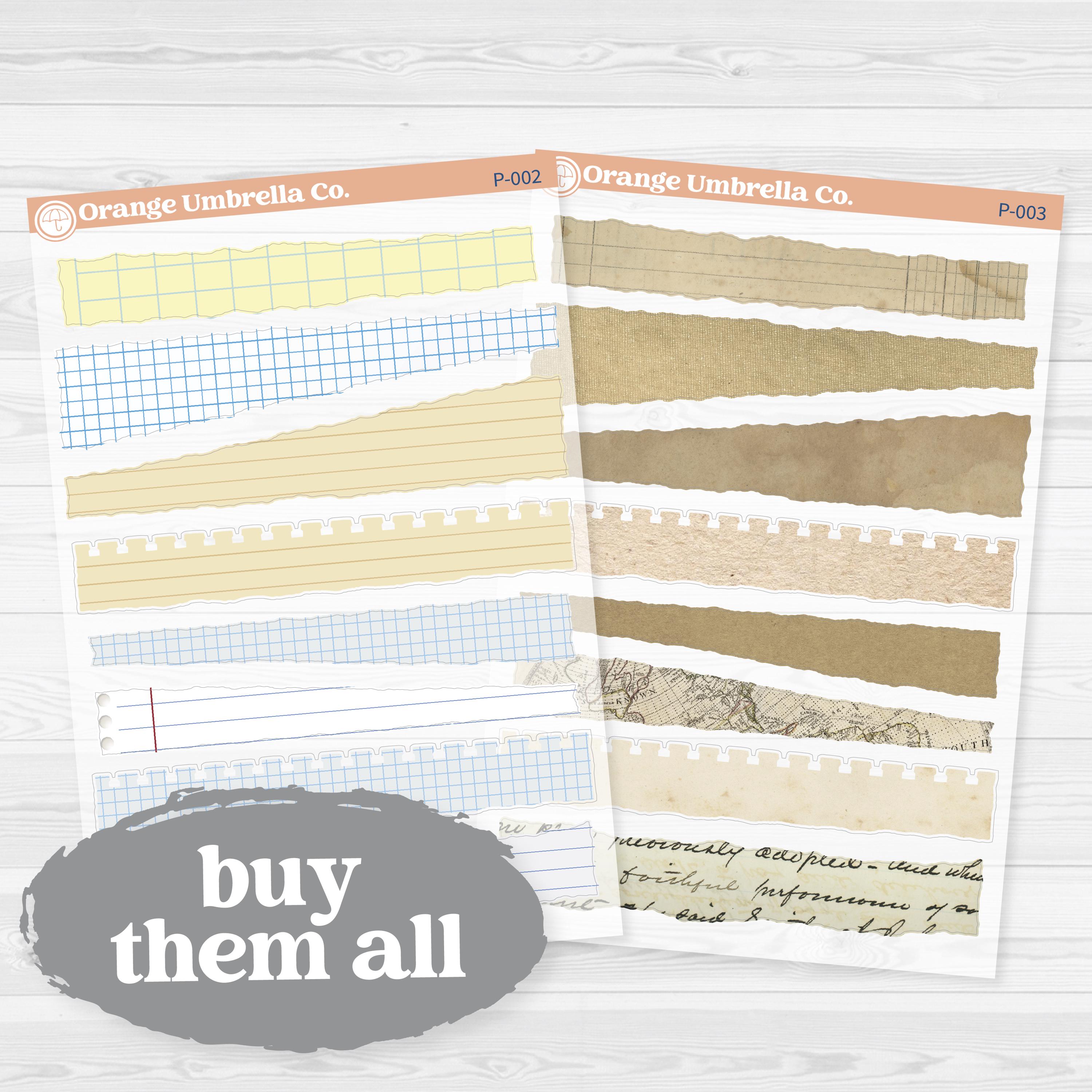 Torn Paper Pieces Ephemera | Journaling Planner Stickers | Clear Matte | P-002-003-CM