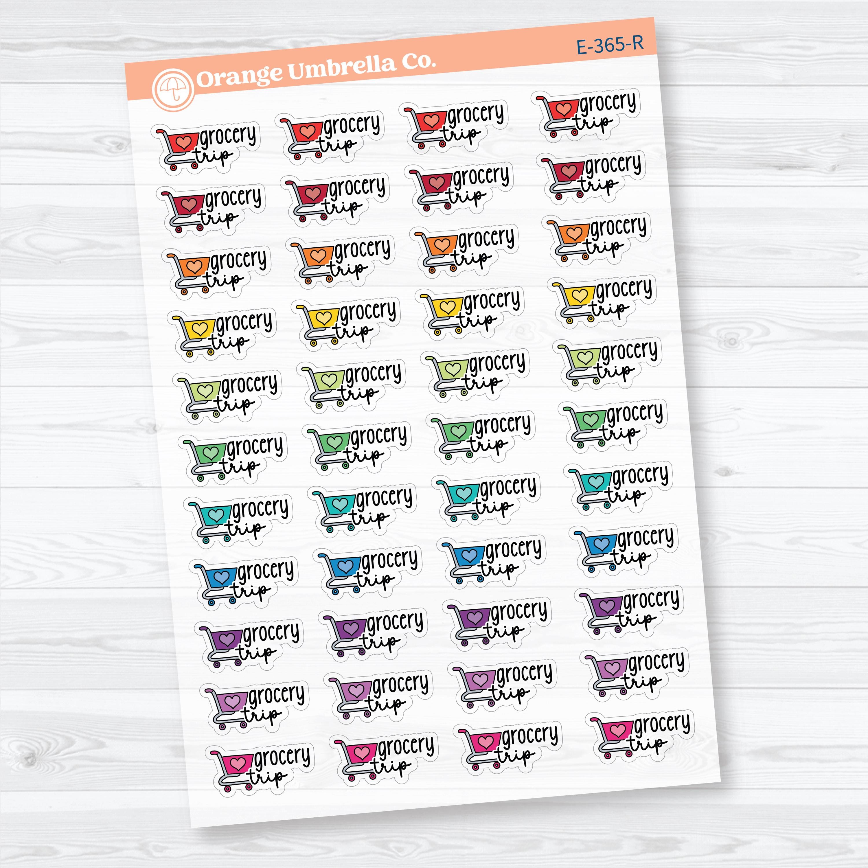 Grocery Trip Event Labels | Clear Matte Shopping Planner Stickers | E-365-CM
