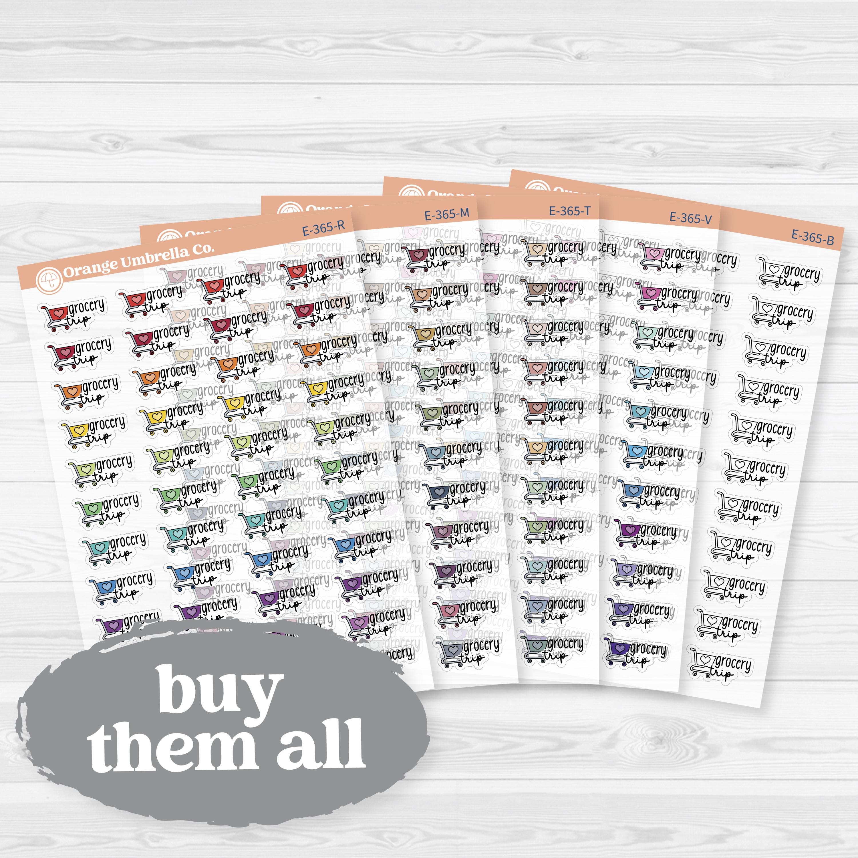 Grocery Trip Event Labels | Clear Matte Shopping Planner Stickers | E-365-CM