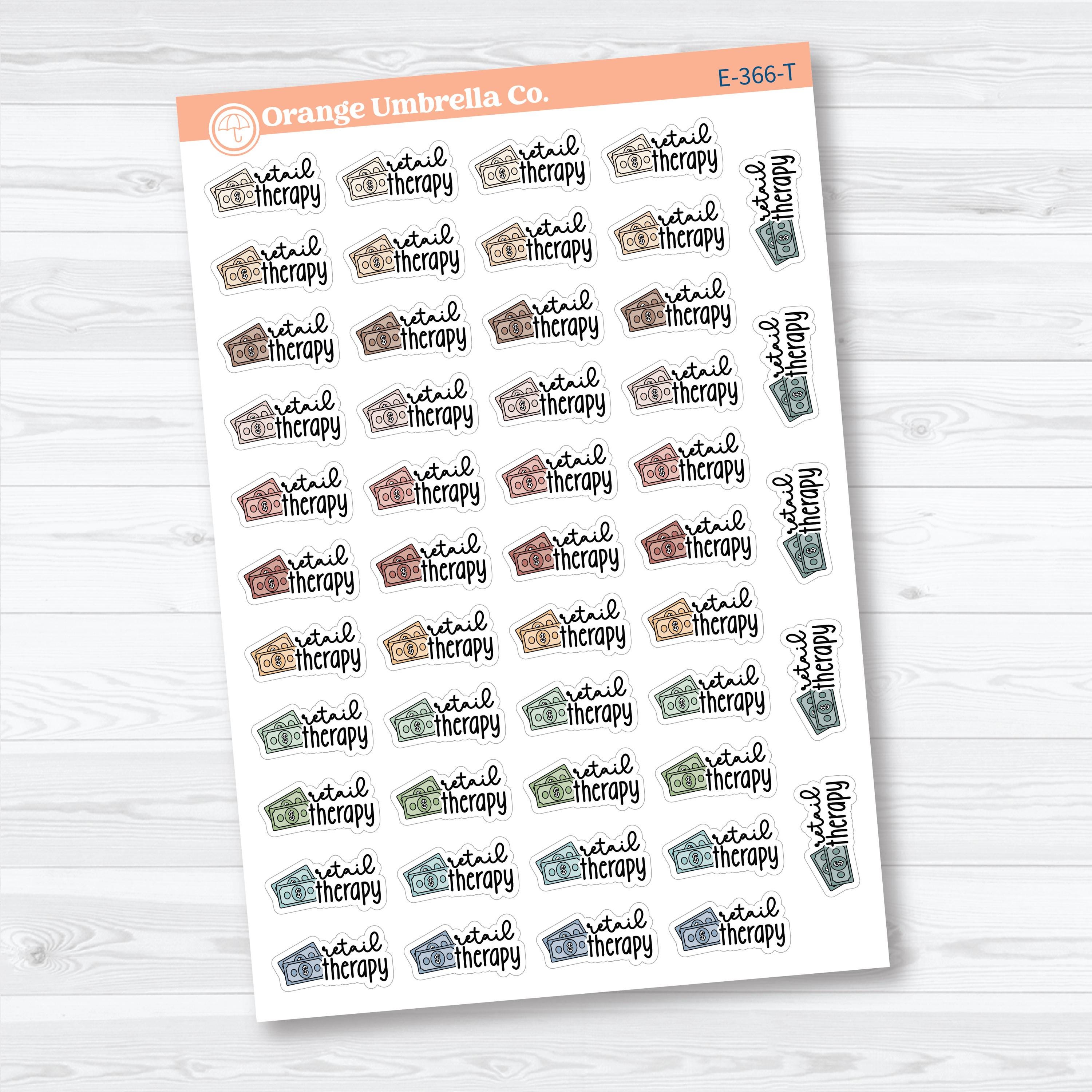 Retail Therapy Event Labels | Shopping Planner Stickers | E-366