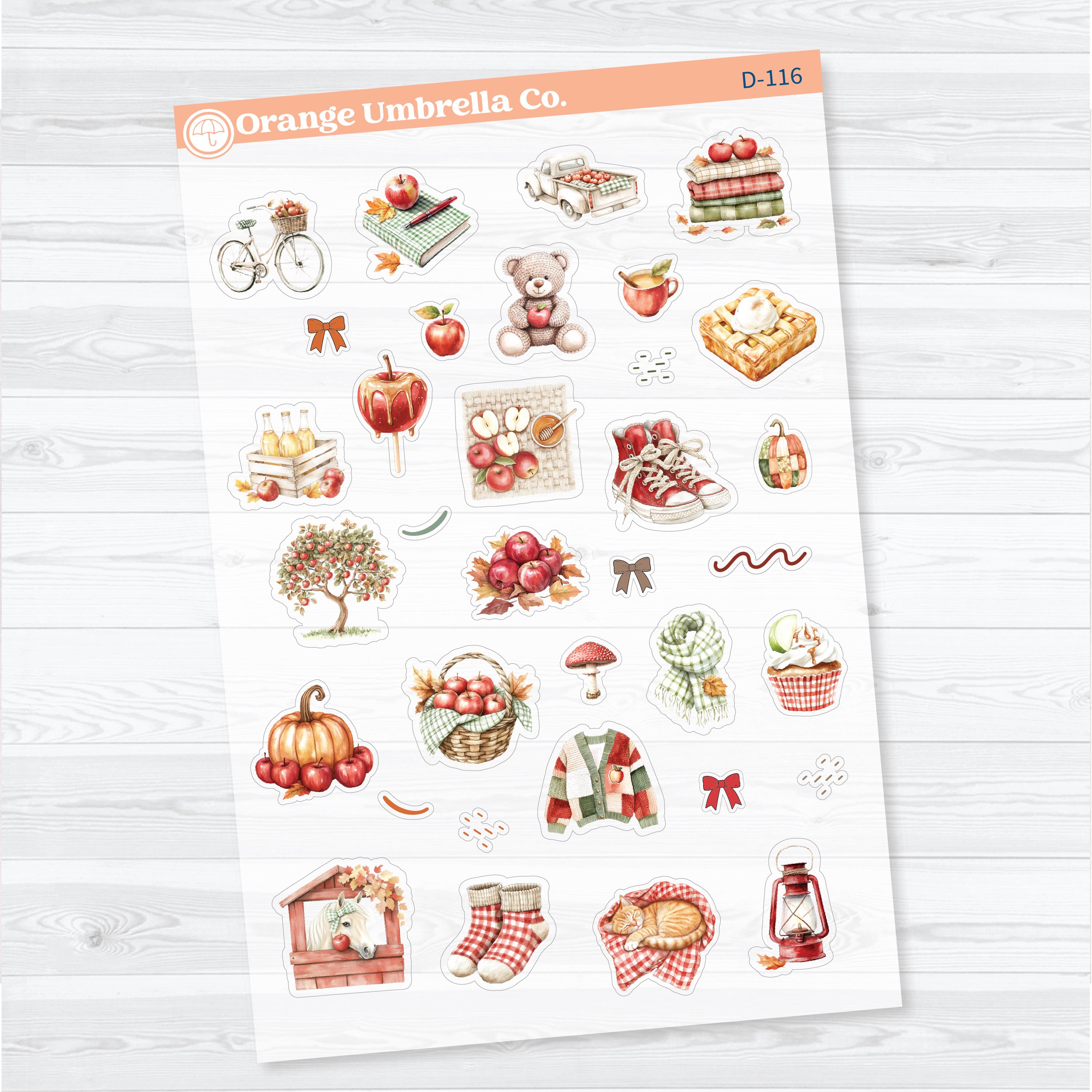 Apple Crisp Deco | Clear Matte Fall Planner Stickers | D-115-116-CM