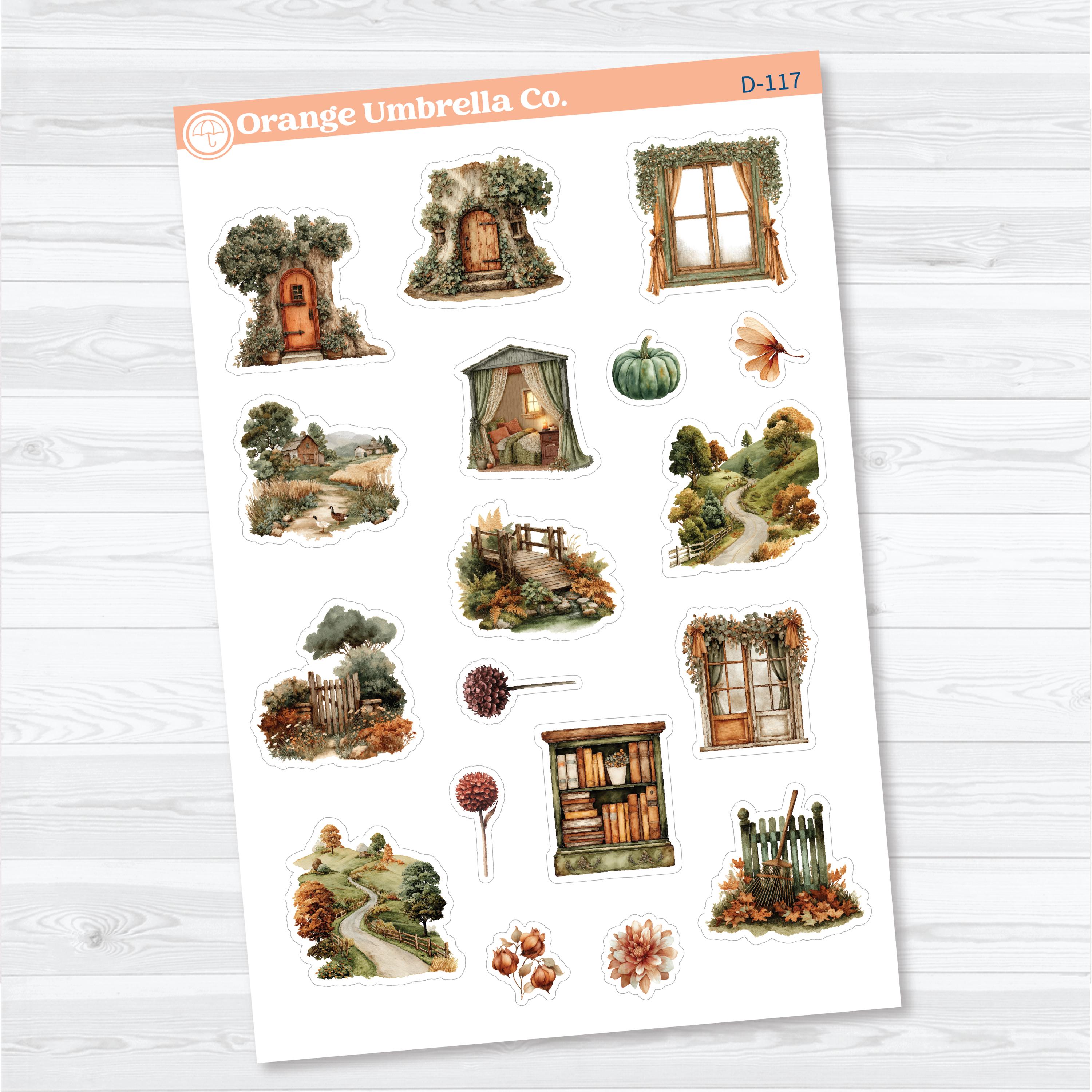 Autumn Scroll Deco | Fall Planner Stickers | D-117-118
