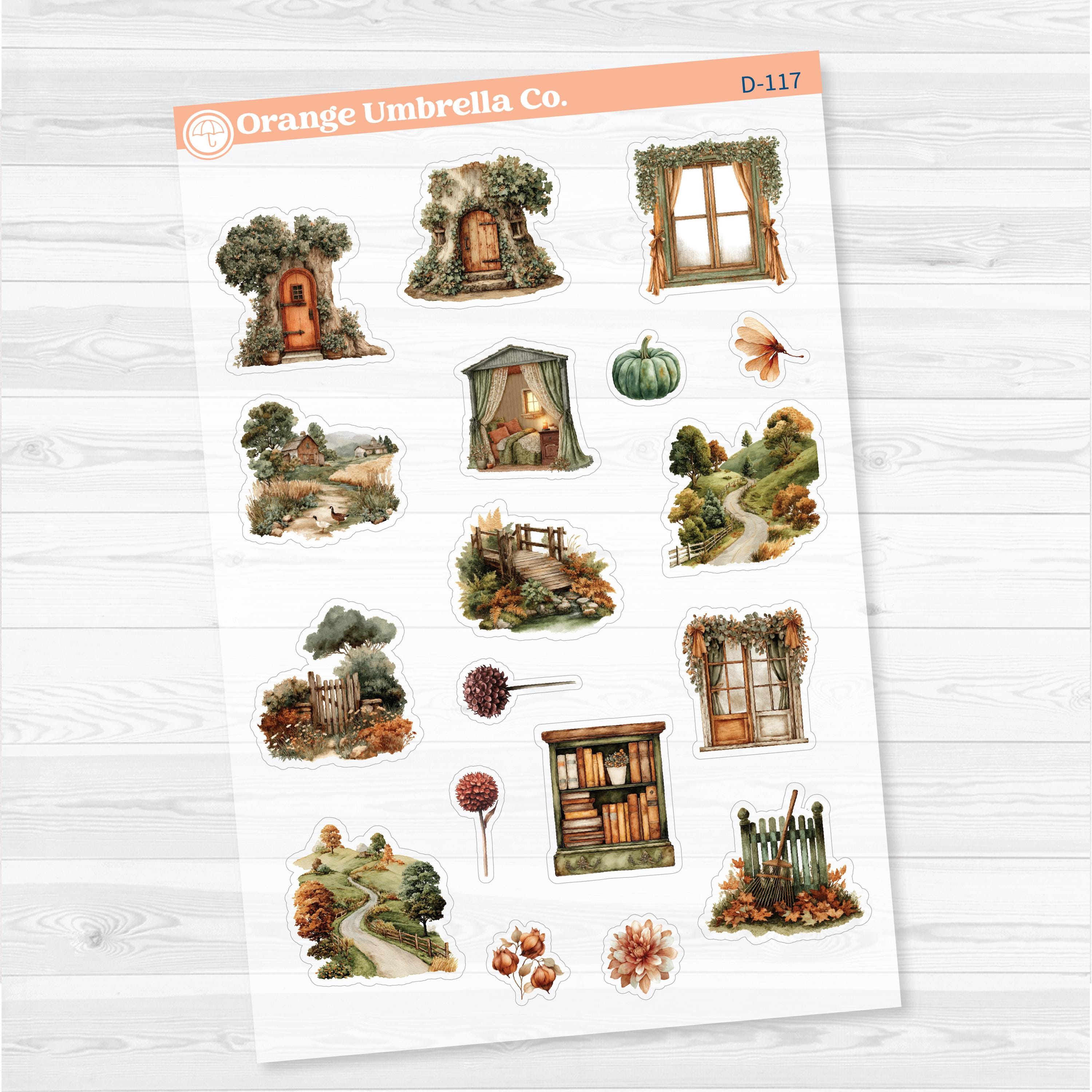 Autumn Scroll Deco | Clear Matte Fall Planner Stickers | D-117-118-CM