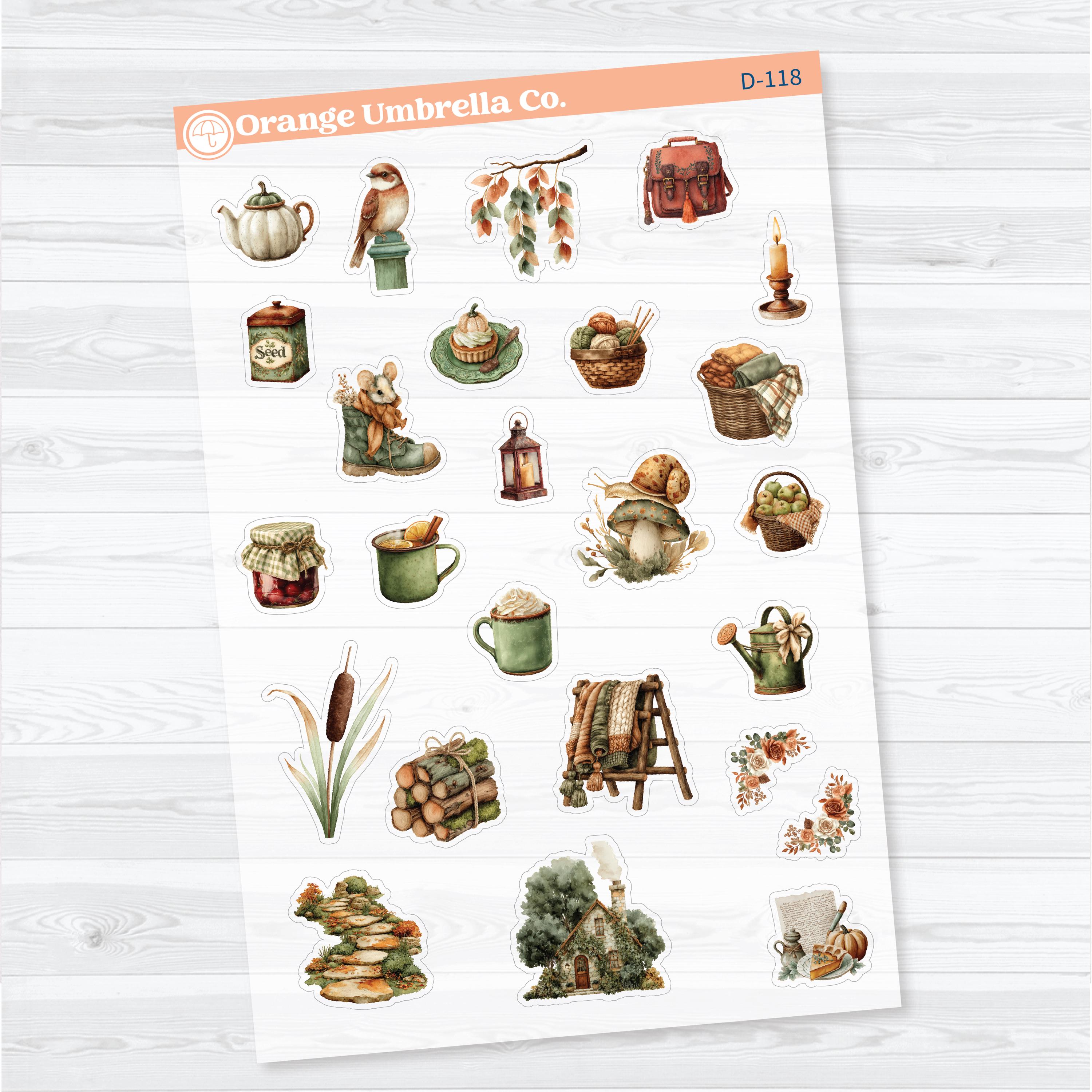 Autumn Scroll Deco | Clear Matte Fall Planner Stickers | D-117-118-CM