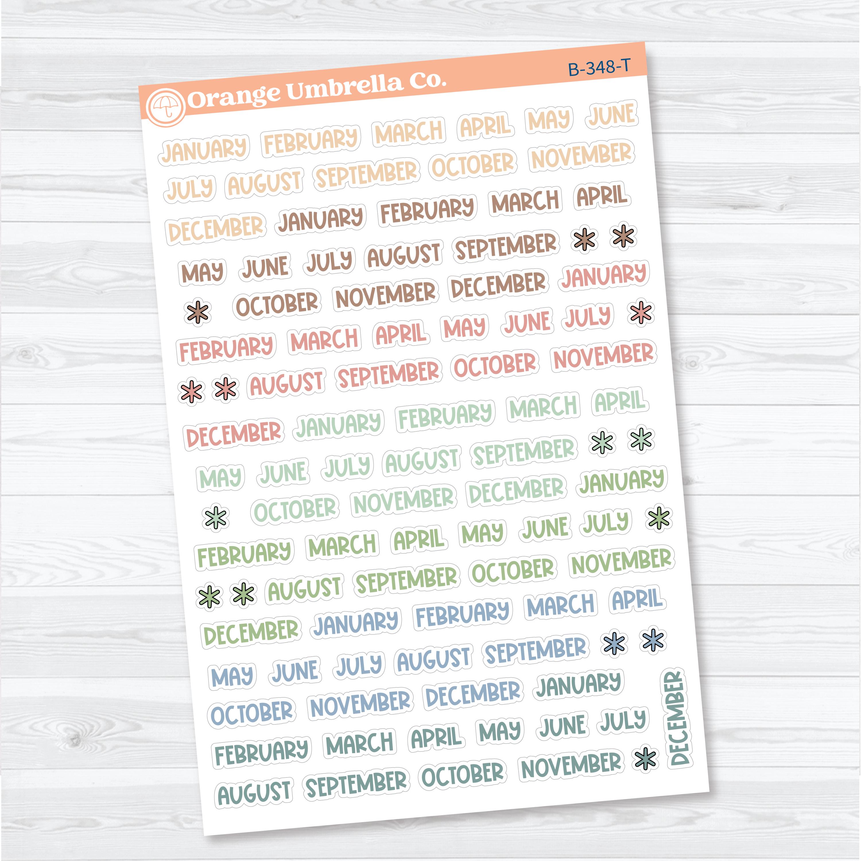 Funky Font Mini Months | Monthly Planner Stickers | B-348