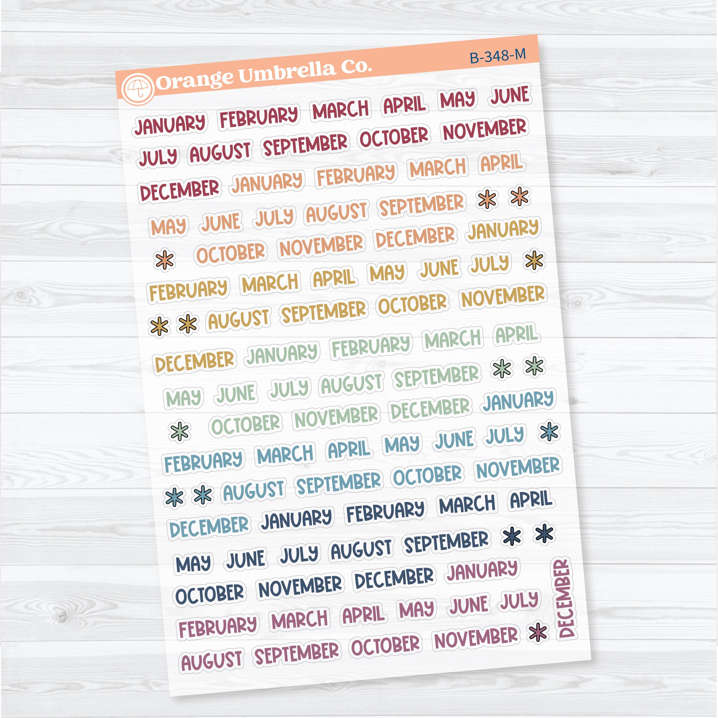 Funky Font Mini Months | Clear Matte Monthly Planner Stickers | B-348-CM