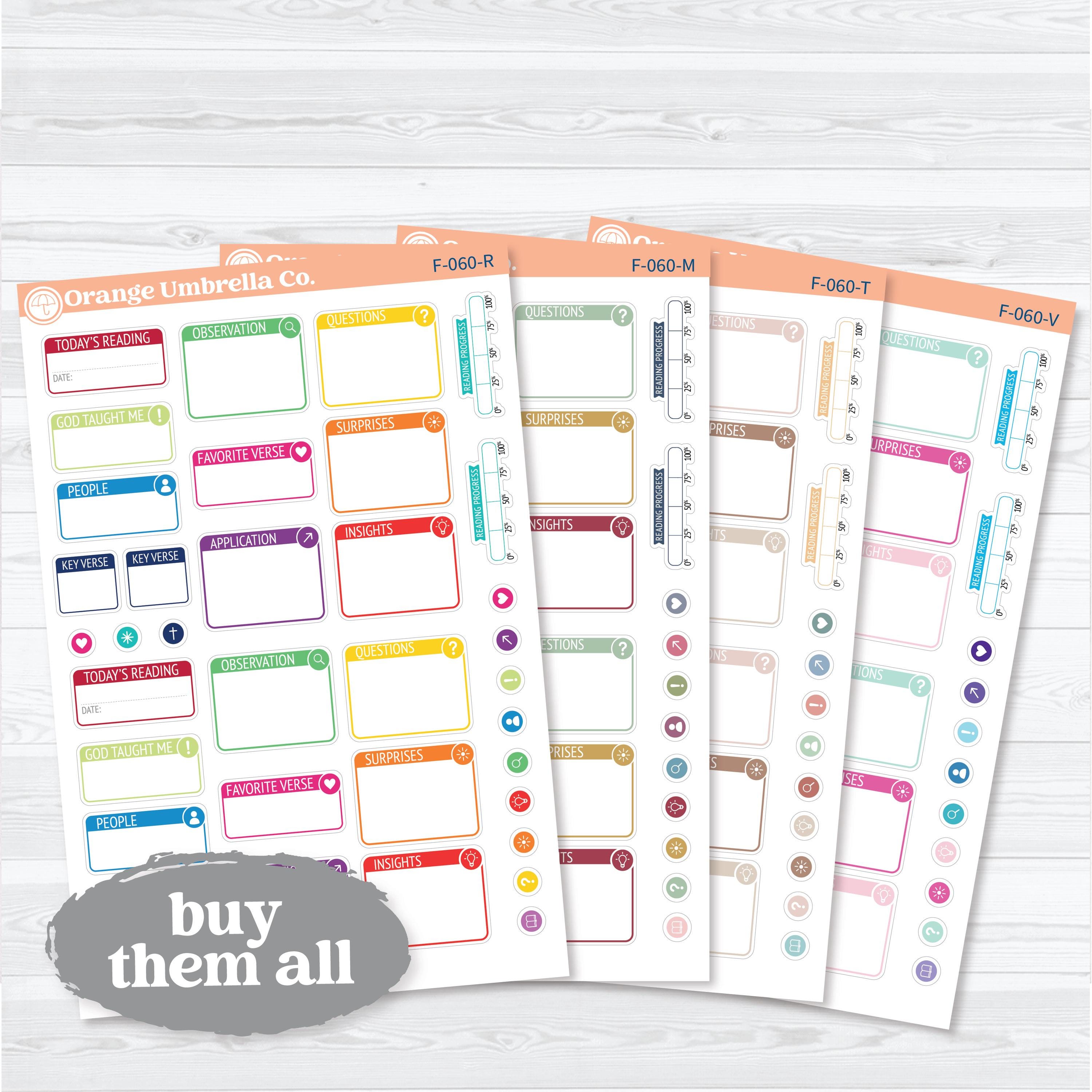Bible Reading Companion | Bible Study Planner Stickers | F-060