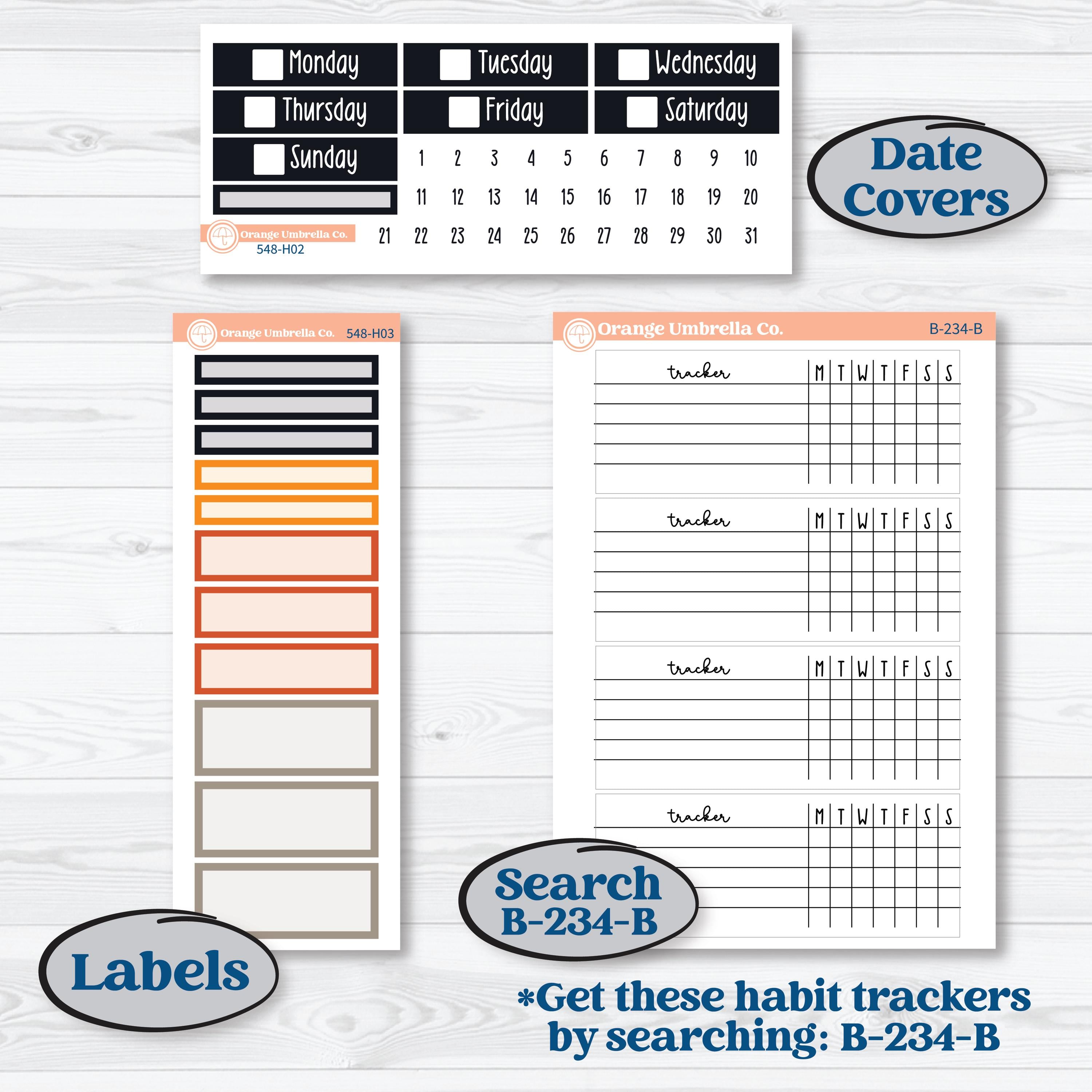 Halloween Planner Kit | Plum Vertical Priorities 7x9 Planner Kit Stickers | Carnival of Curiosities | KIT-548-H