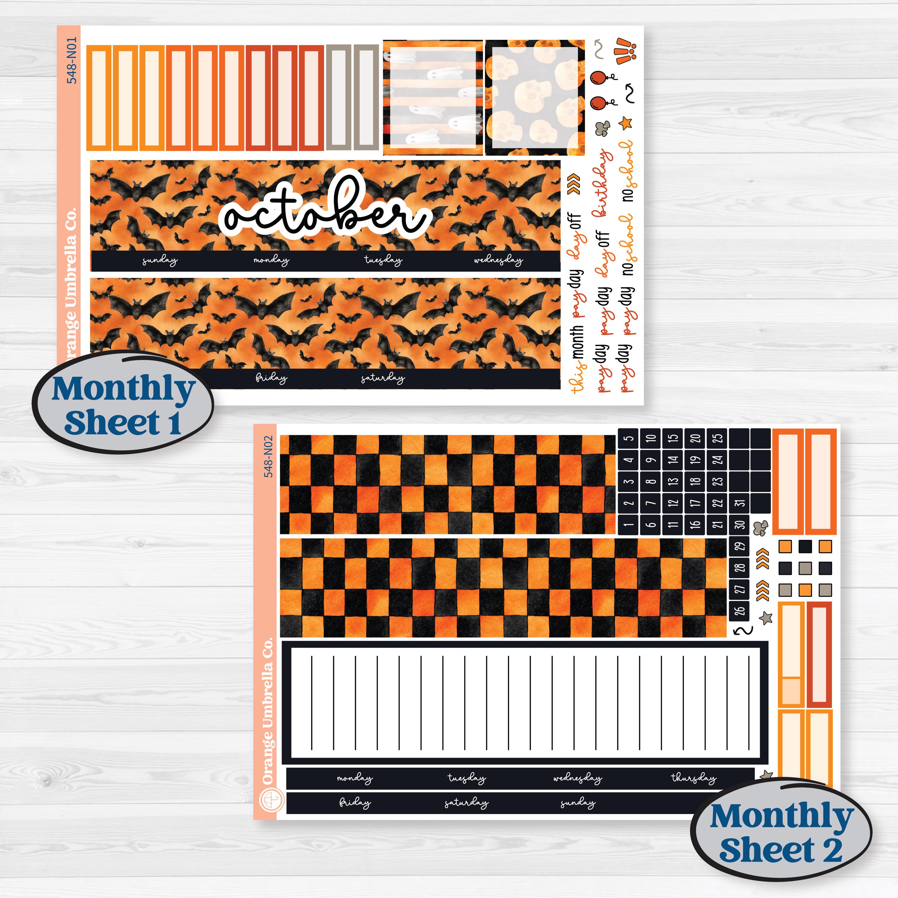 Halloween Planner Kit | 7x9 Erin Condren Life Planner Monthly & Dashboard Sticker Kit | Carnival of Curiosities | KIT-548-N