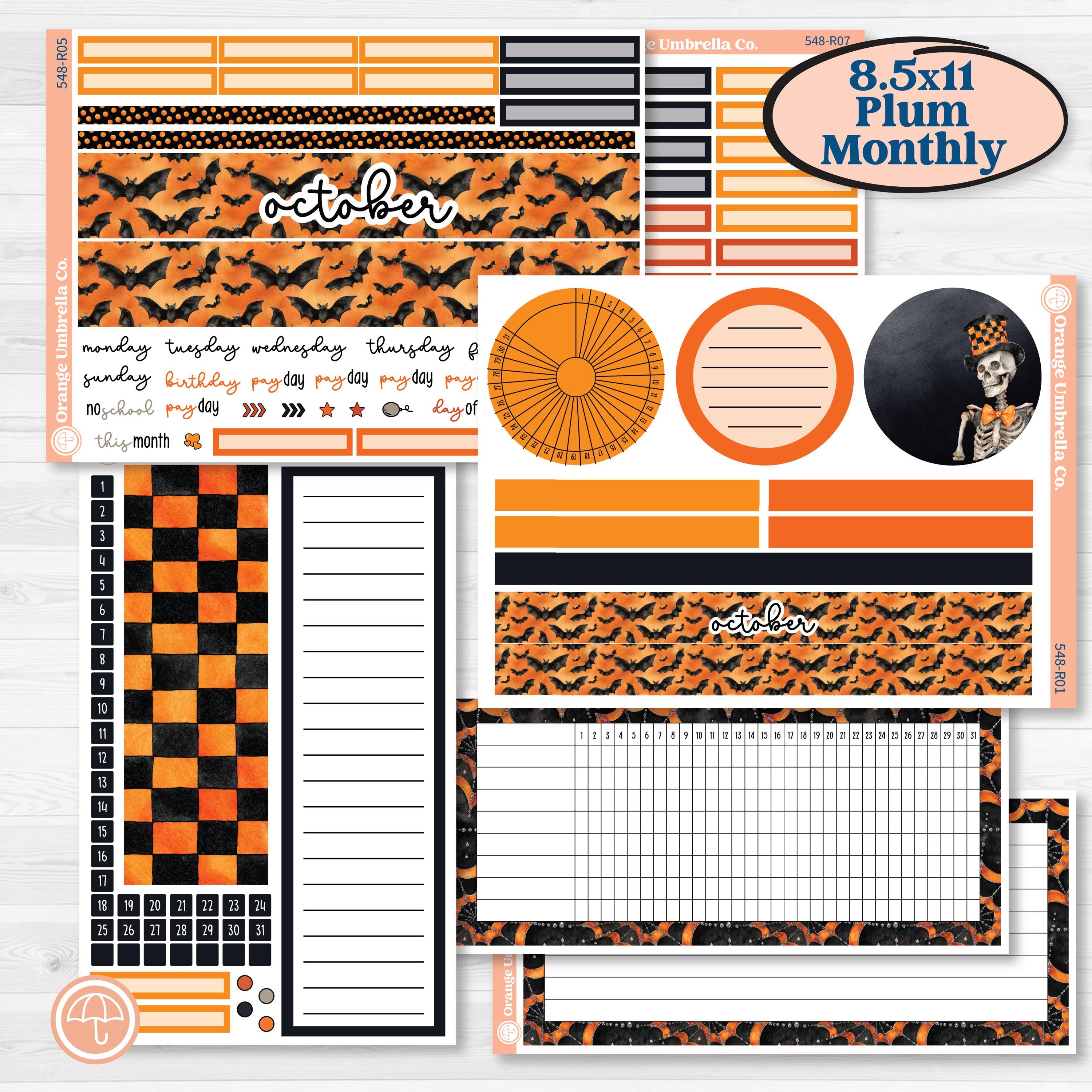Halloween Planner Kit | 8.5x11 Plum Monthly & Dashboard Planner Kit Stickers | Carnival of Curiosities | KIT-548-R