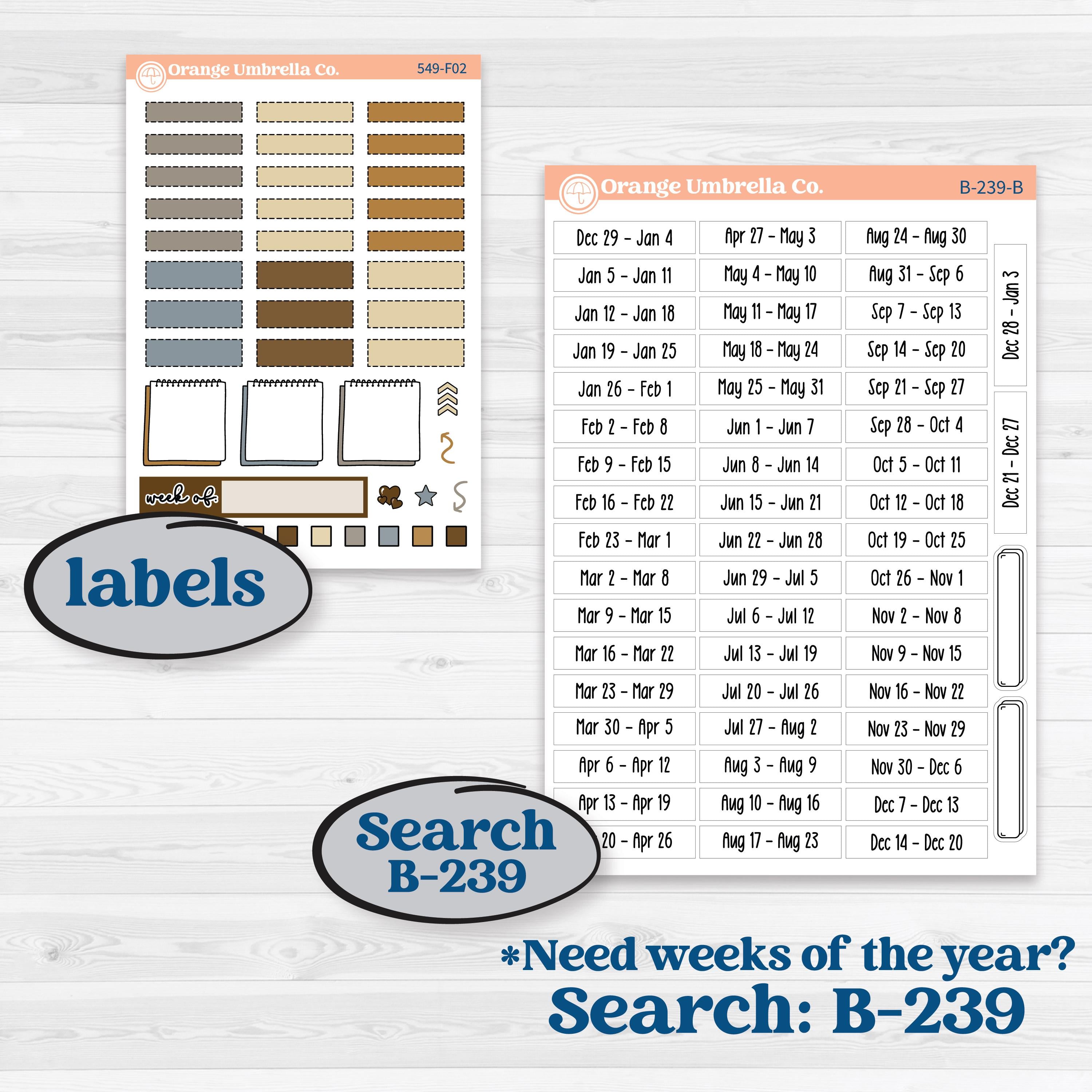 Blue Autumn Planner Kit | Hobonichi Weeks Weekly Planner Kit Stickers | Farmhouse Fall | KIT-549-F