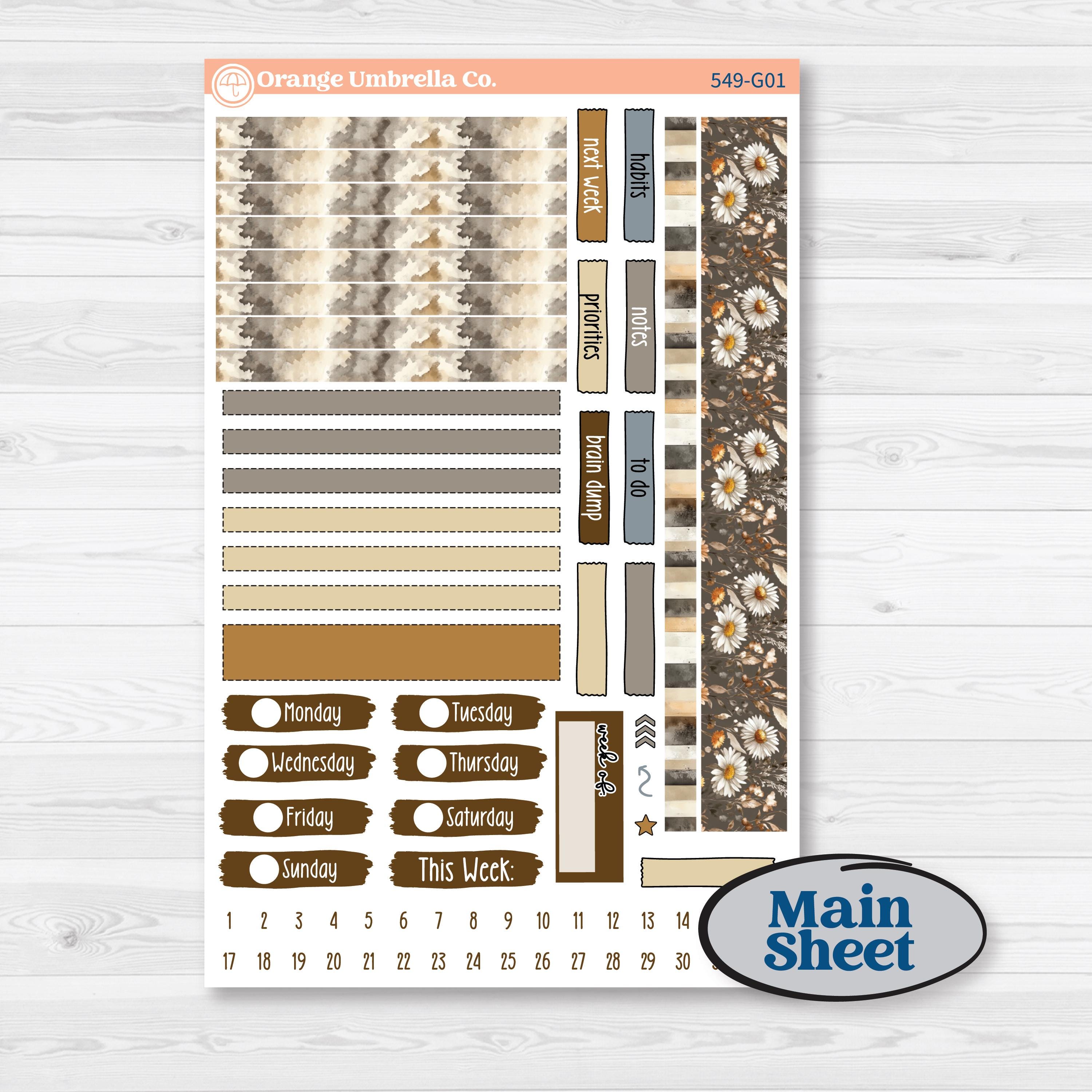 Blue Autumn Planner Kit | Erin Condren 7x9 Weekly Dashboard Planner Kit Stickers | Farmhouse Fall | KIT-549-G