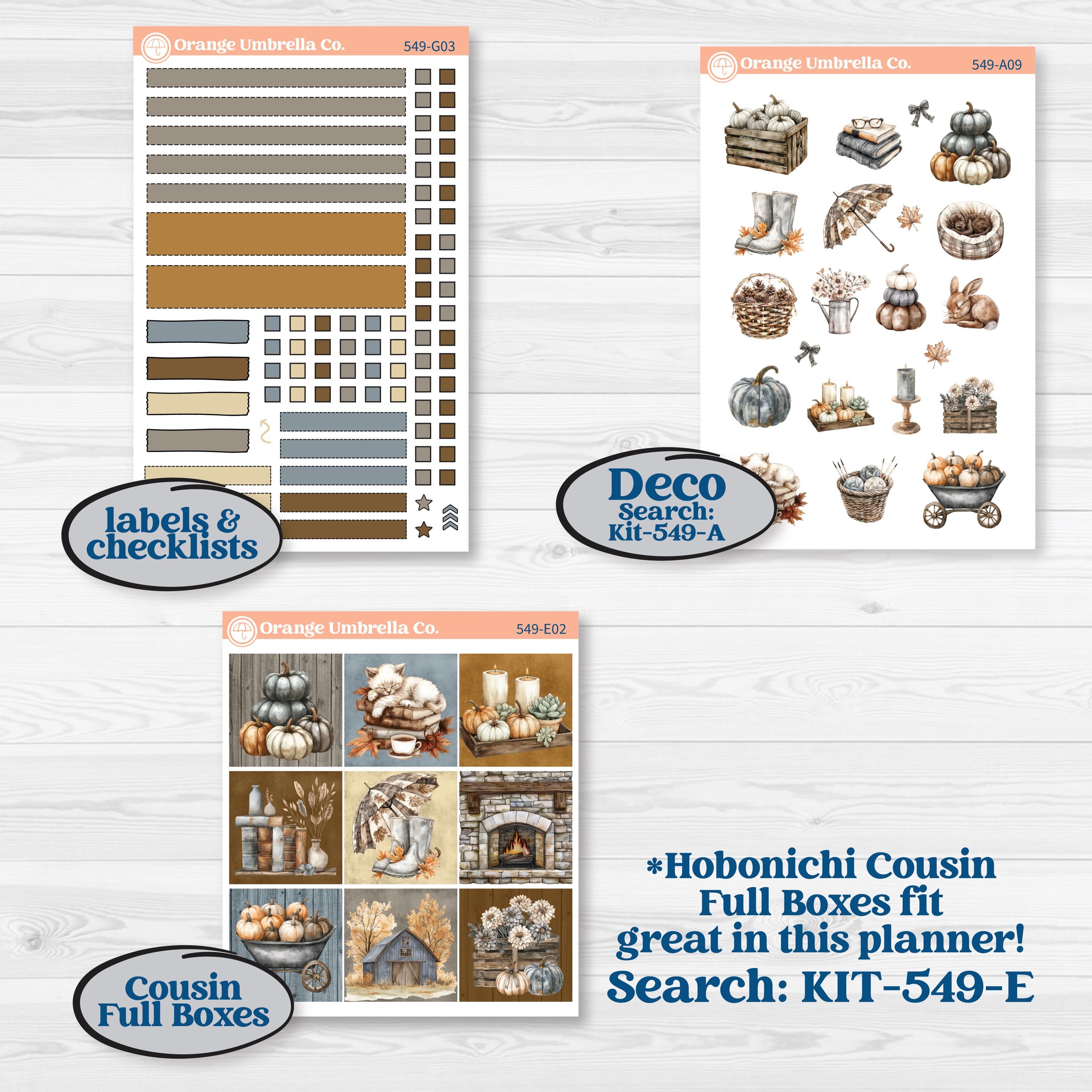 Blue Autumn Planner Kit | Erin Condren 7x9 Weekly Dashboard Planner Kit Stickers | Farmhouse Fall | KIT-549-G