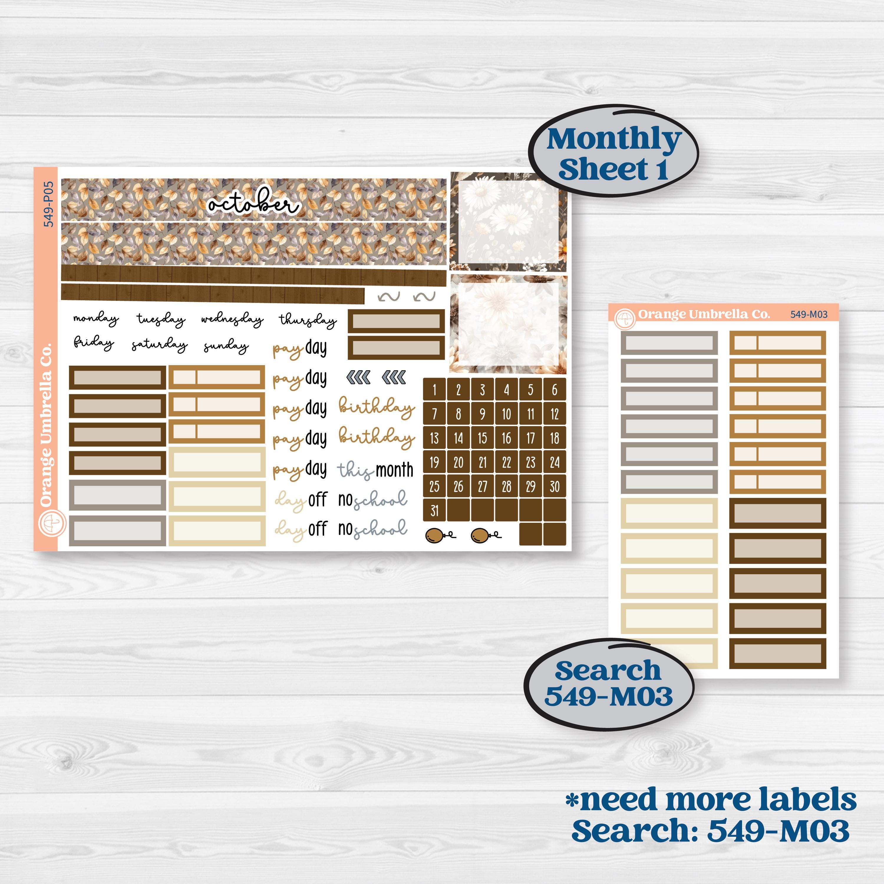 Blue Autumn Planner Kit | A5 Plum Monthly & Dashboard Planner Kit Stickers | Farmhouse Fall | KIT-549-P