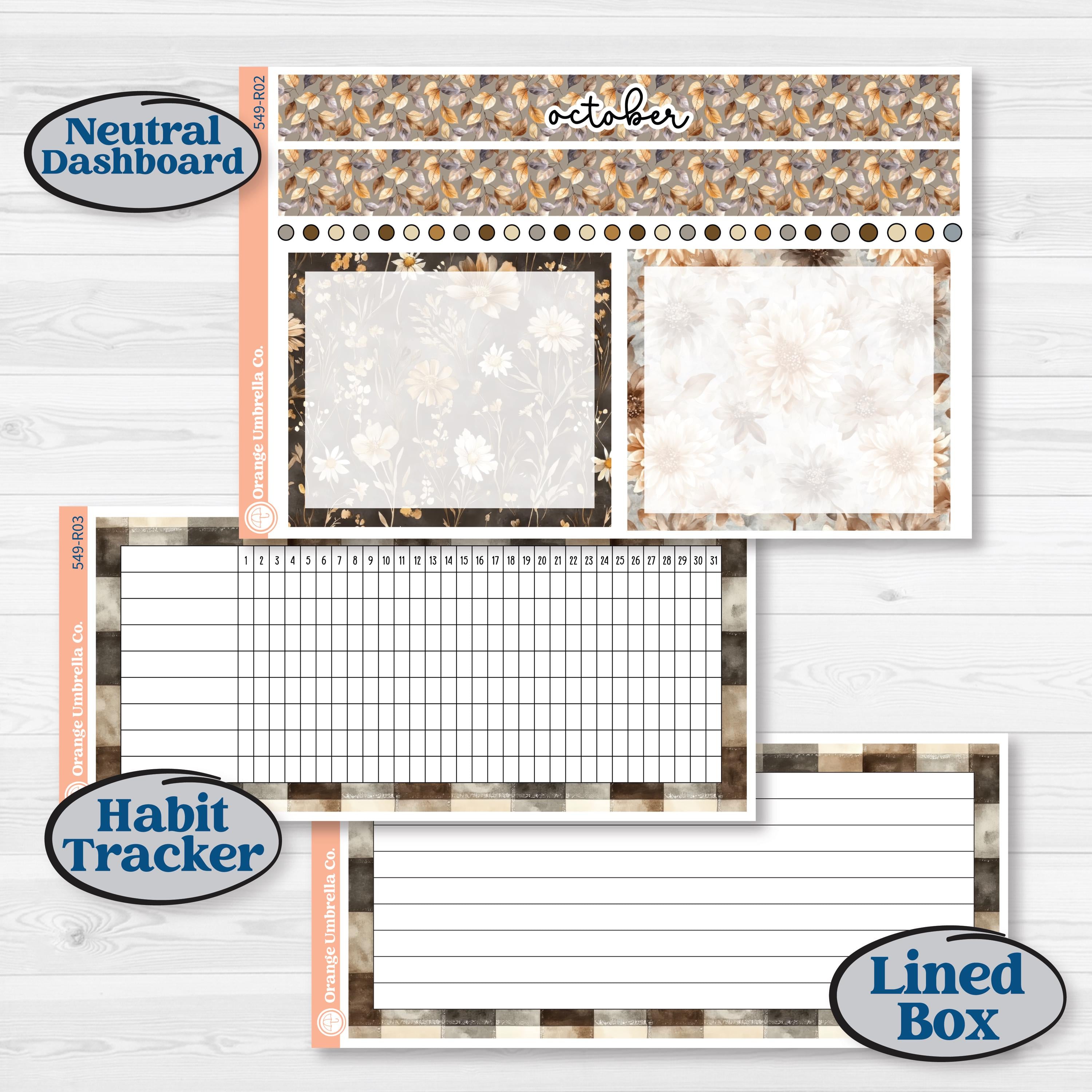 Blue Autumn Planner Kit | 8.5x11 Plum Monthly & Dashboard Planner Kit Stickers | Farmhouse Fall | KIT-549-R