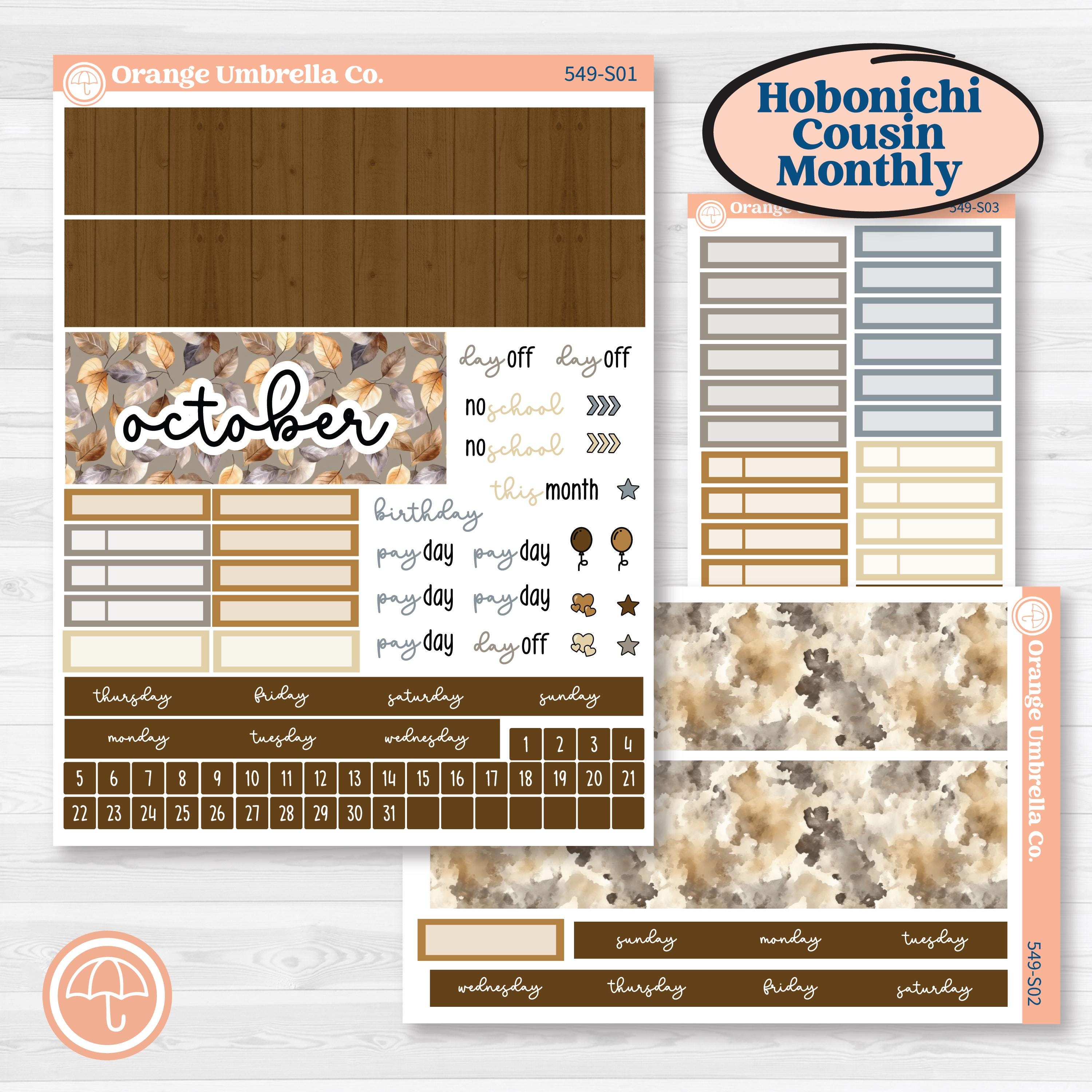 Blue Autumn Planner Kit | Hobonichi Cousin Monthly Planner Kit Stickers | Farmhouse Fall | KIT-549-S