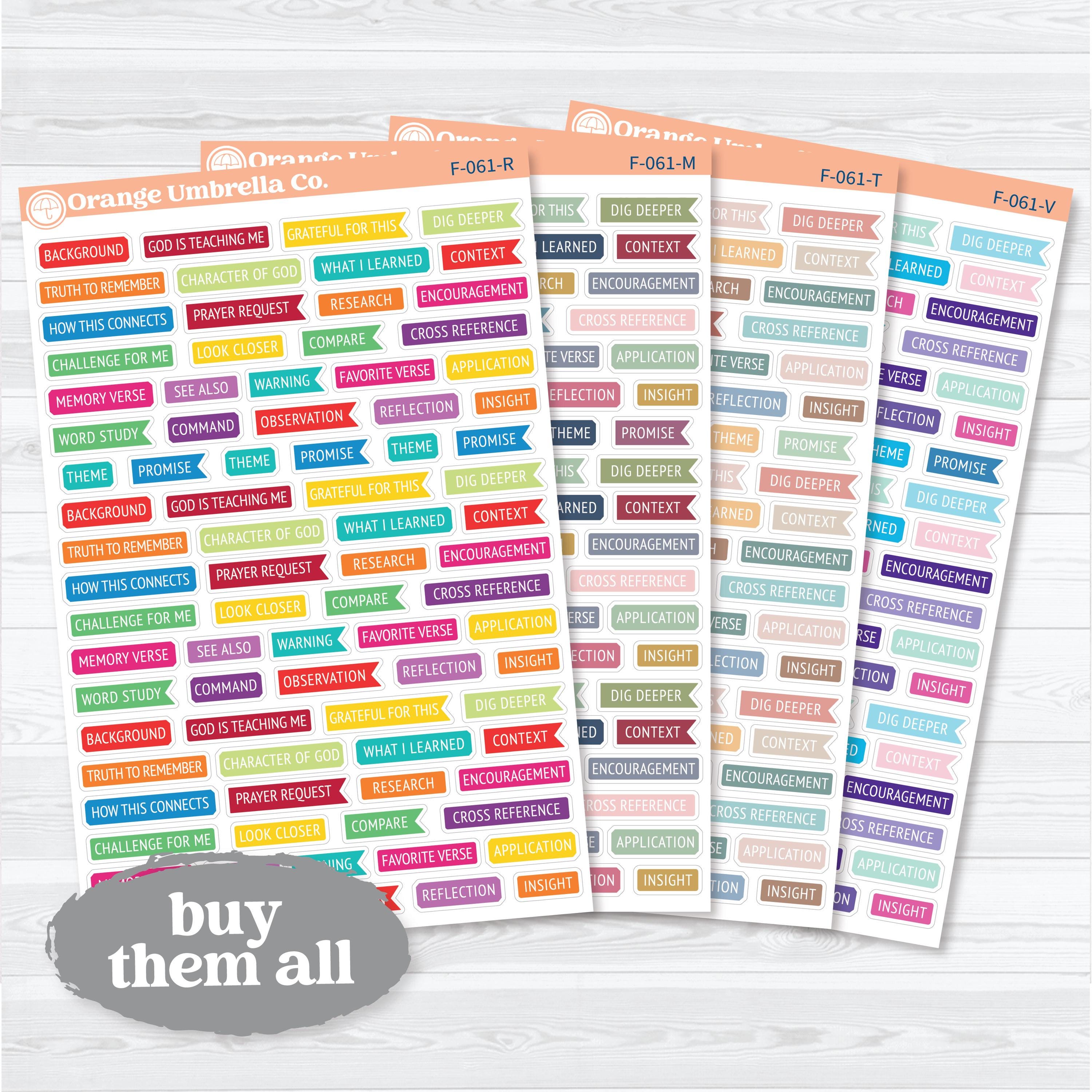 Bible Reading Annotation & Journaling Labels | Bible Study Planner Stickers | F-061
