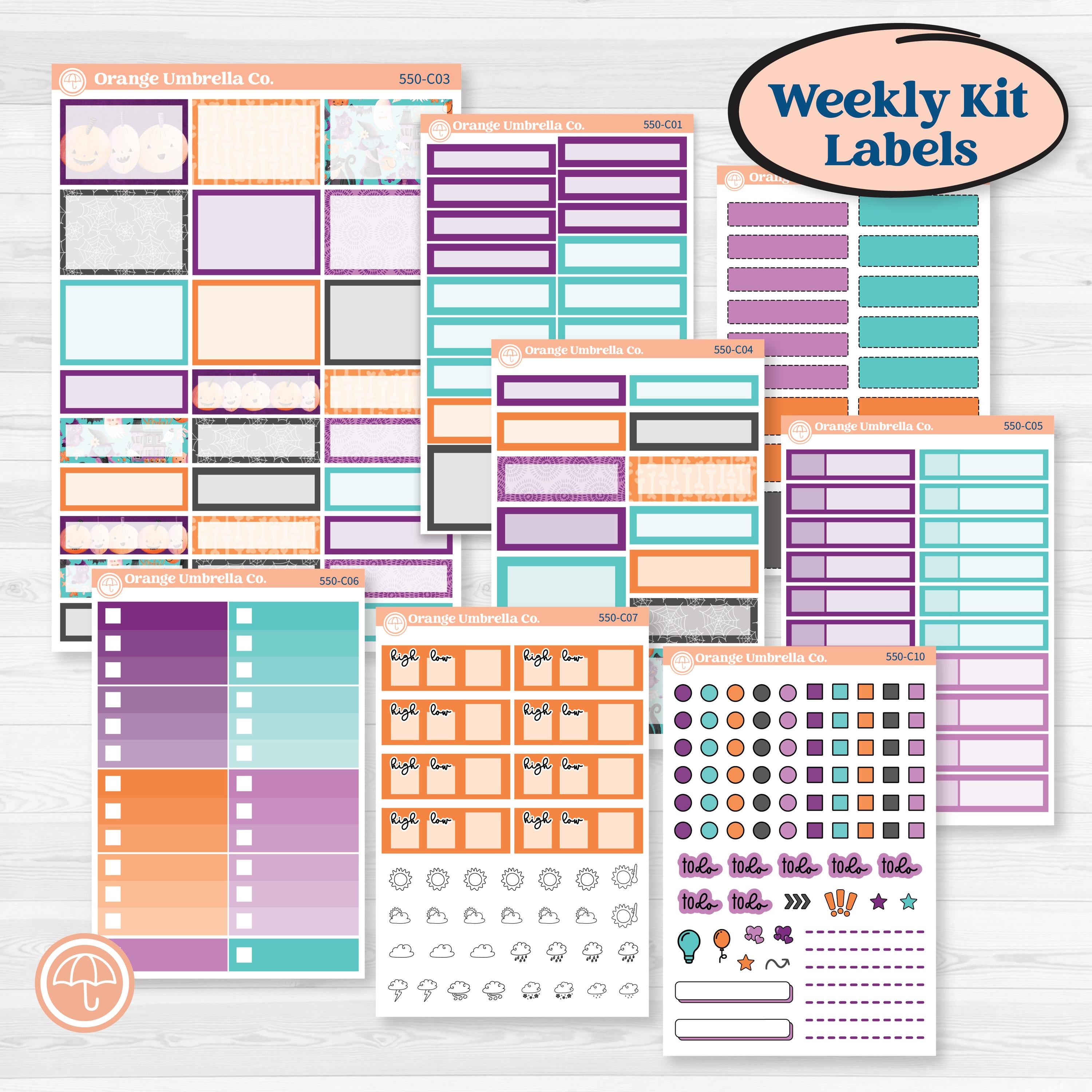 Halloween Planner Kit | Weekly Add-On Labels Planner Kit Stickers | Sweetly Spooky | KIT-550-C