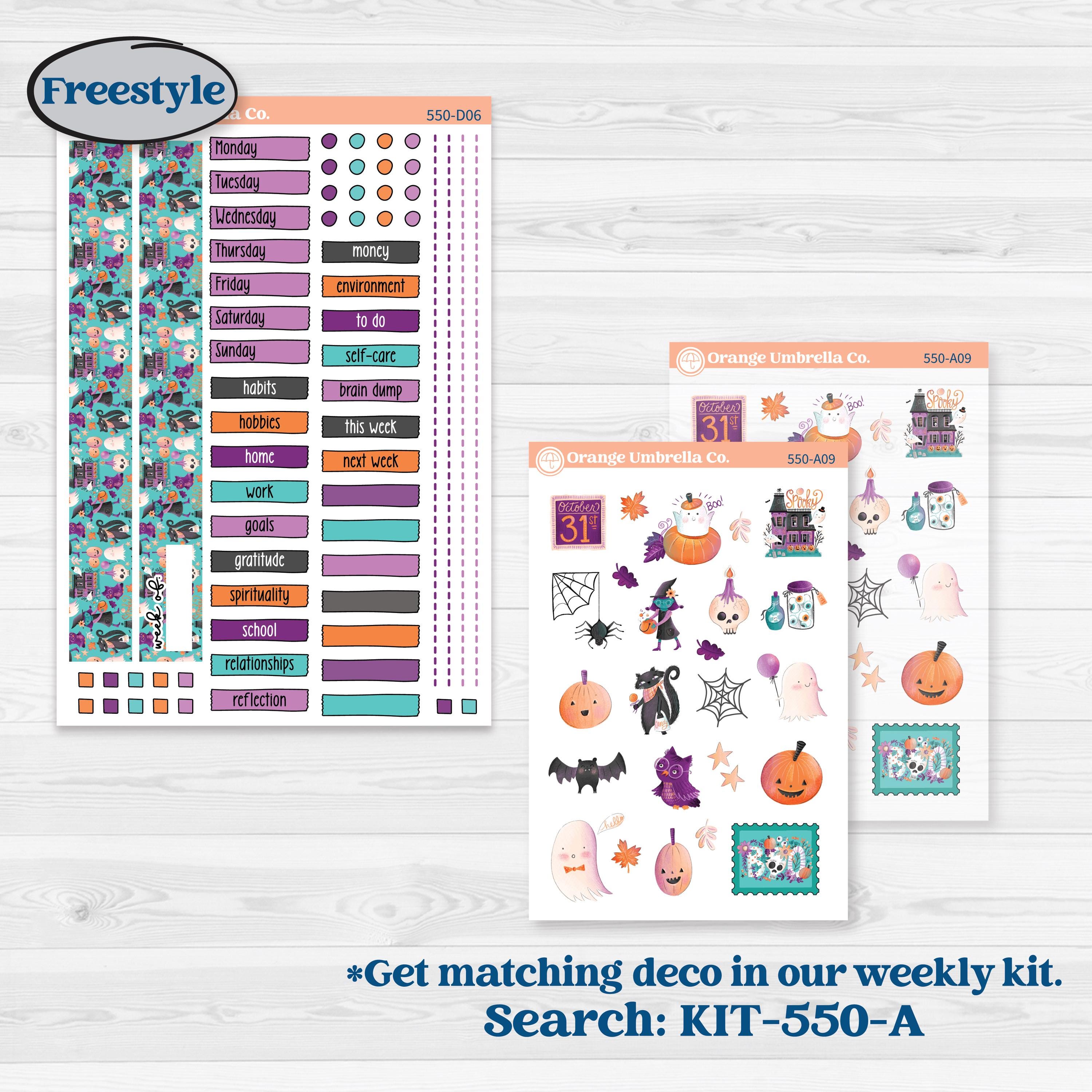 Halloween Planner Kit | Journaling or Scrapbooking Kit | Creative Junk Journal Planner Stickers | Sweetly Spooky | KIT-550-D