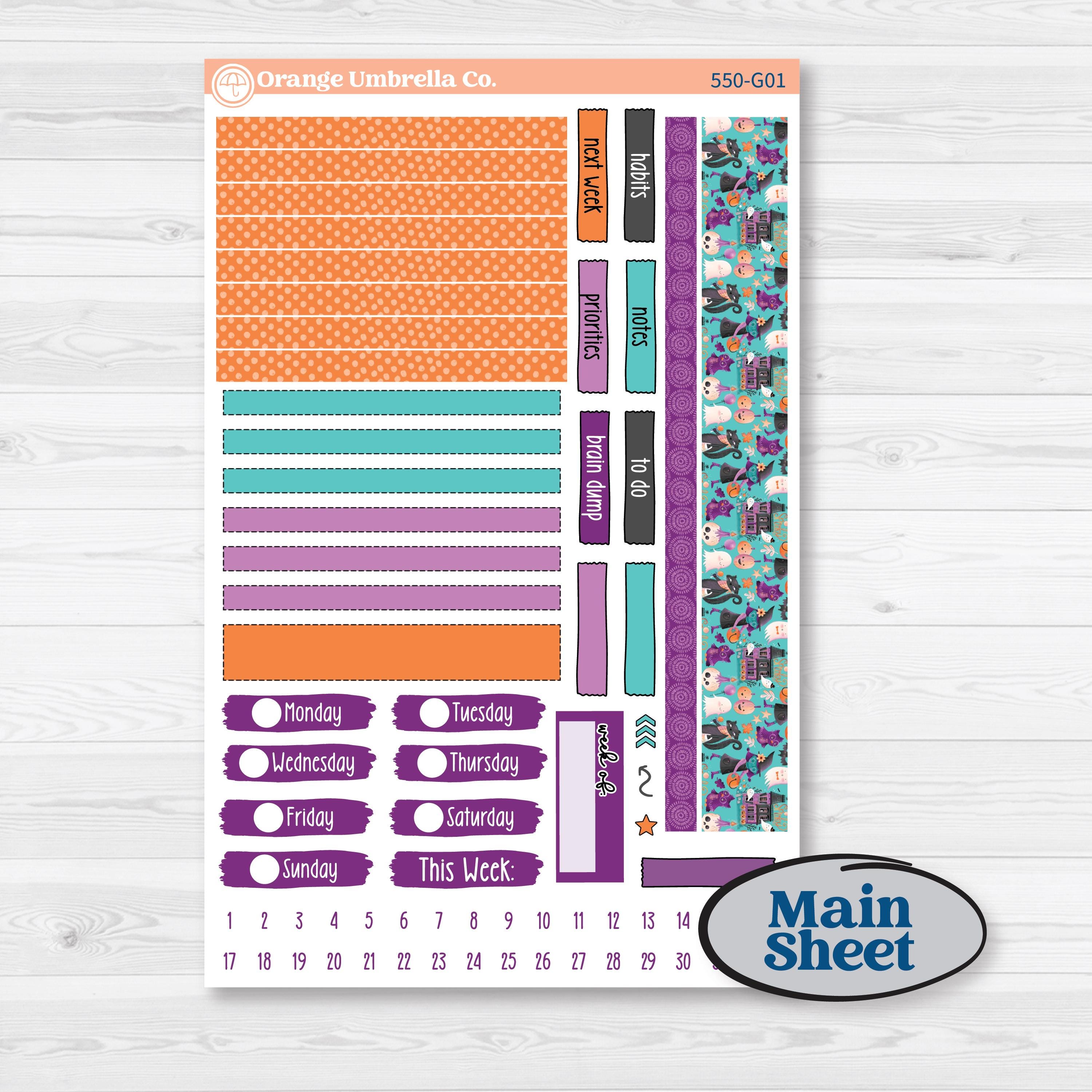 Halloween Planner Kit | Erin Condren 7x9 Weekly Dashboard Planner Kit Stickers | Sweetly Spooky | KIT-550-G
