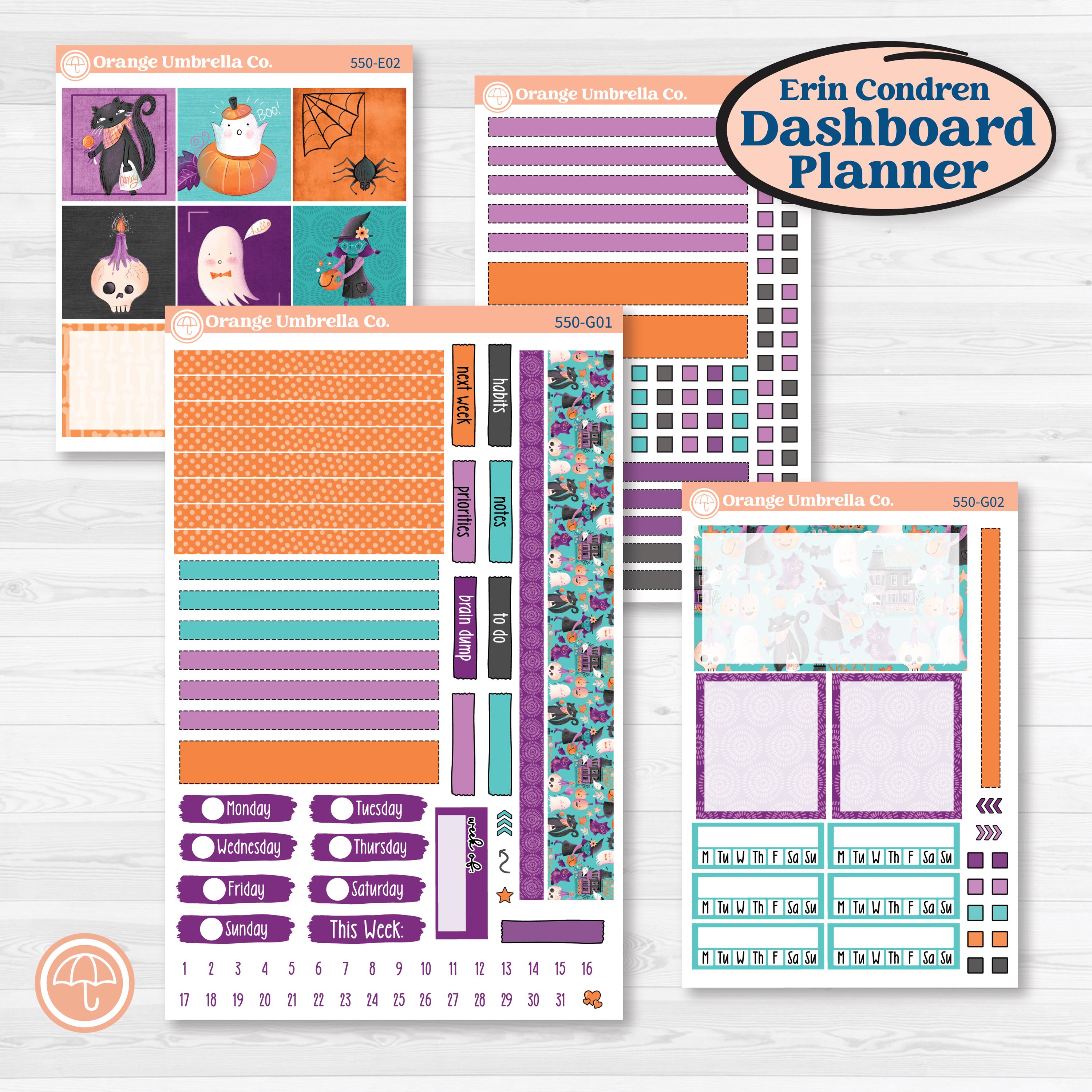 Halloween Planner Kit | Erin Condren 7x9 Weekly Dashboard Planner Kit Stickers | Sweetly Spooky | KIT-550-G