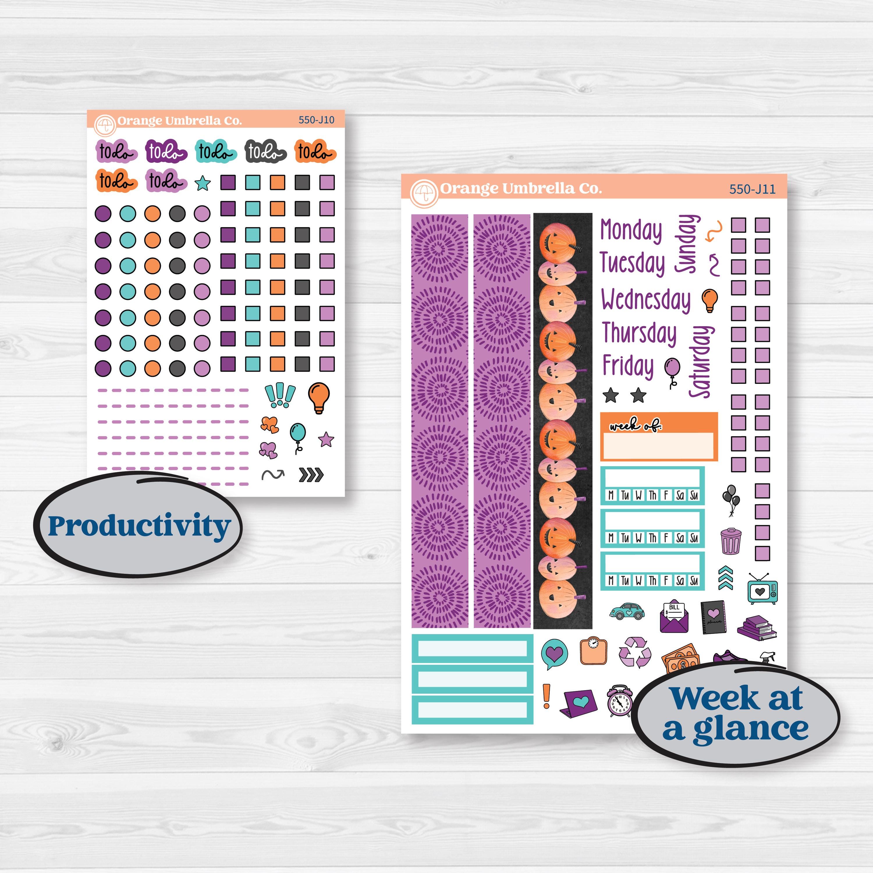 Halloween Planner Kit | A5 Daily Duo Planner Kit Stickers | Sweetly Spooky | KIT-550-J