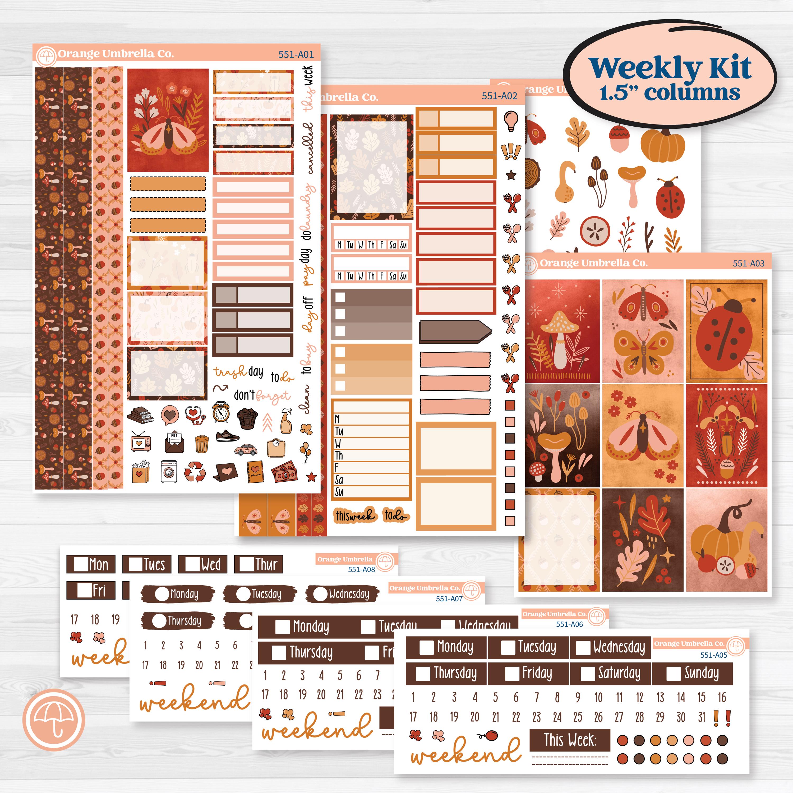 Fall Planner Kit | Weekly Sticker Kit for Vertical Planners like Erin Condren | Autumn Folk | KIT-551-A