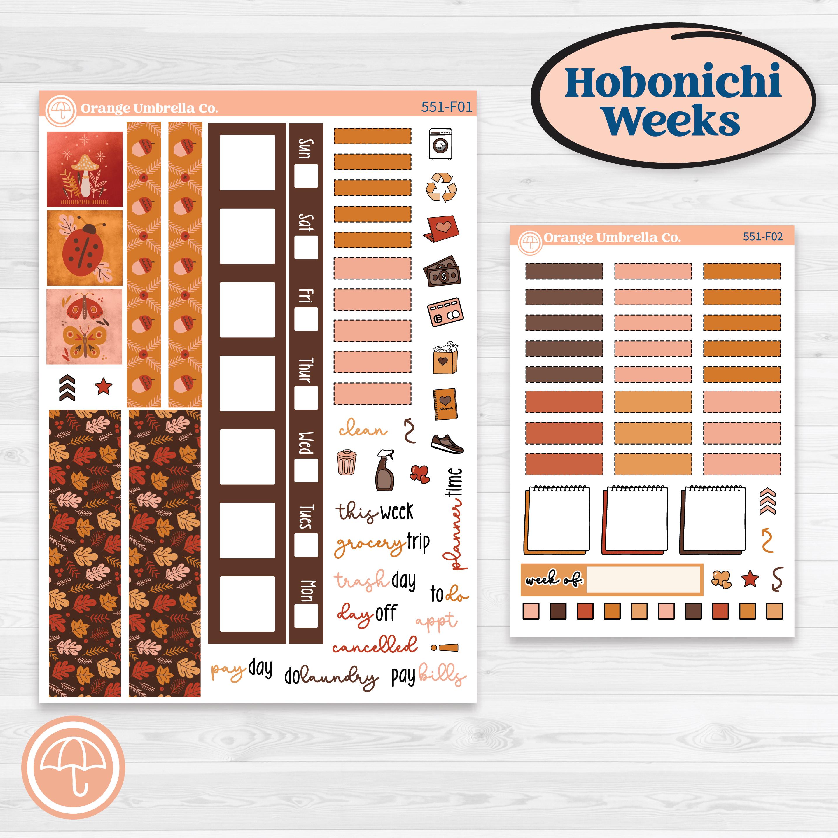 Fall Planner Kit | Hobonichi Weeks Weekly Planner Kit Stickers | Autumn Folk | KIT-551-F