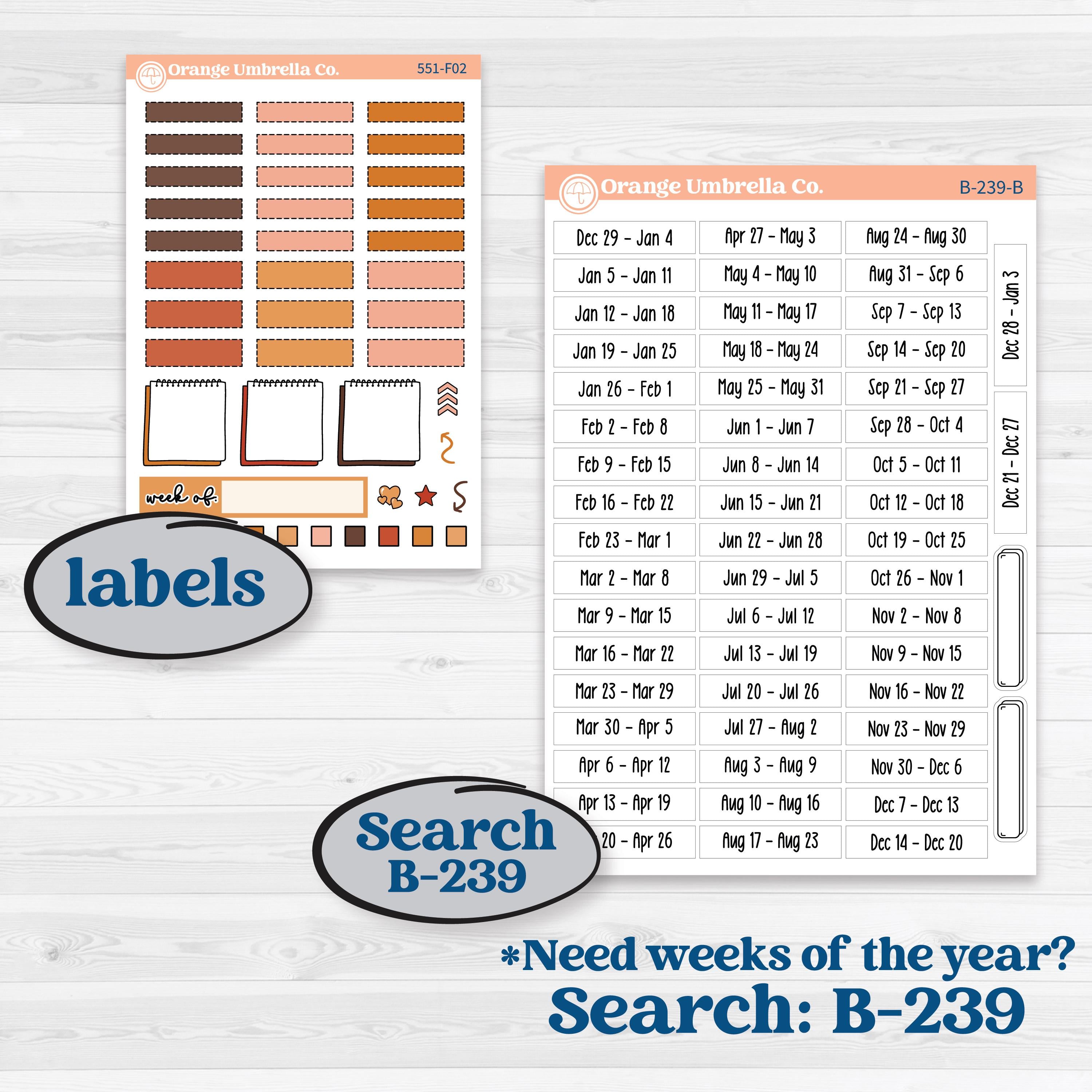 Fall Planner Kit | Hobonichi Weeks Weekly Planner Kit Stickers | Autumn Folk | KIT-551-F