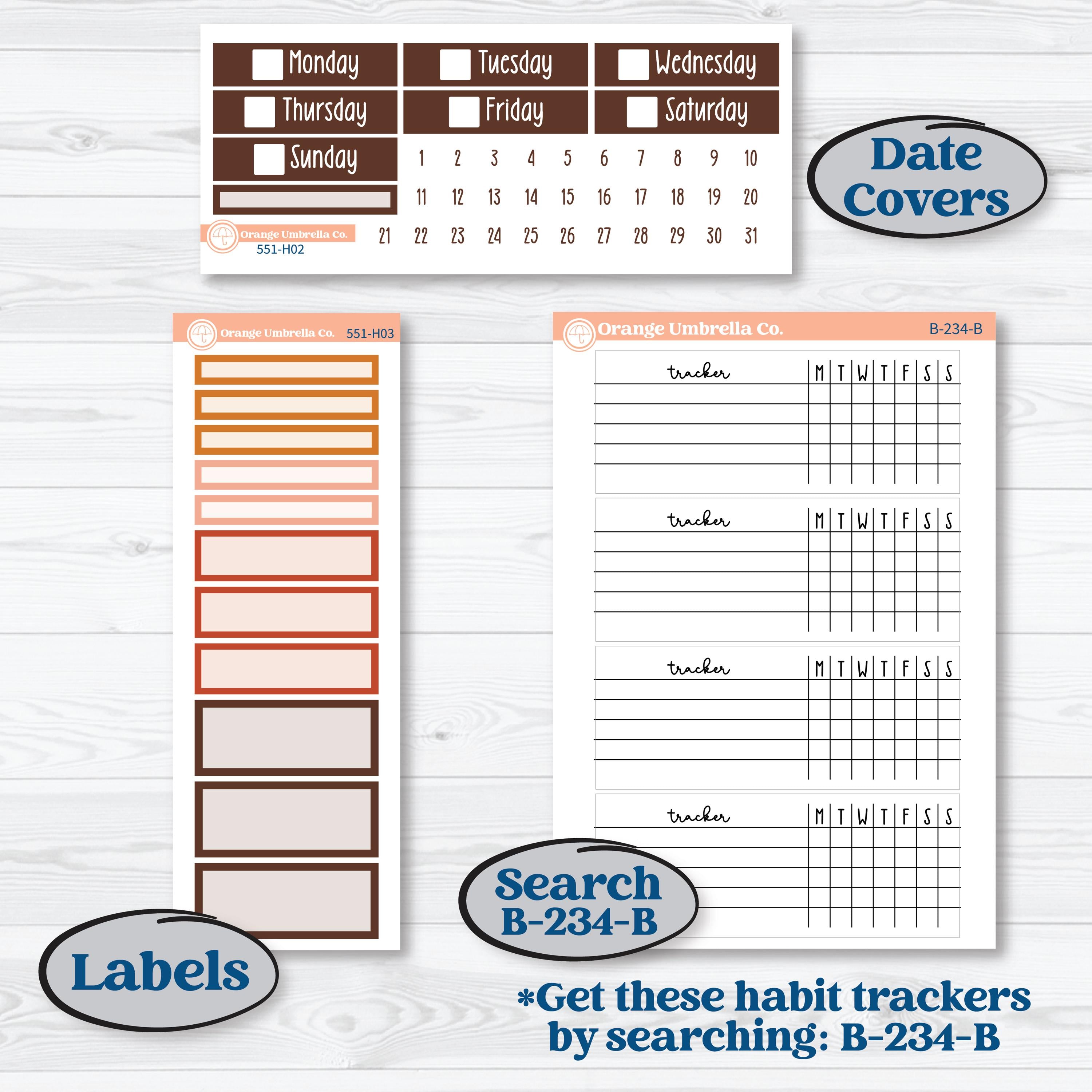 Fall Planner Kit | Plum Vertical Priorities 7x9 Planner Kit Stickers | Autumn Folk | KIT-551-H