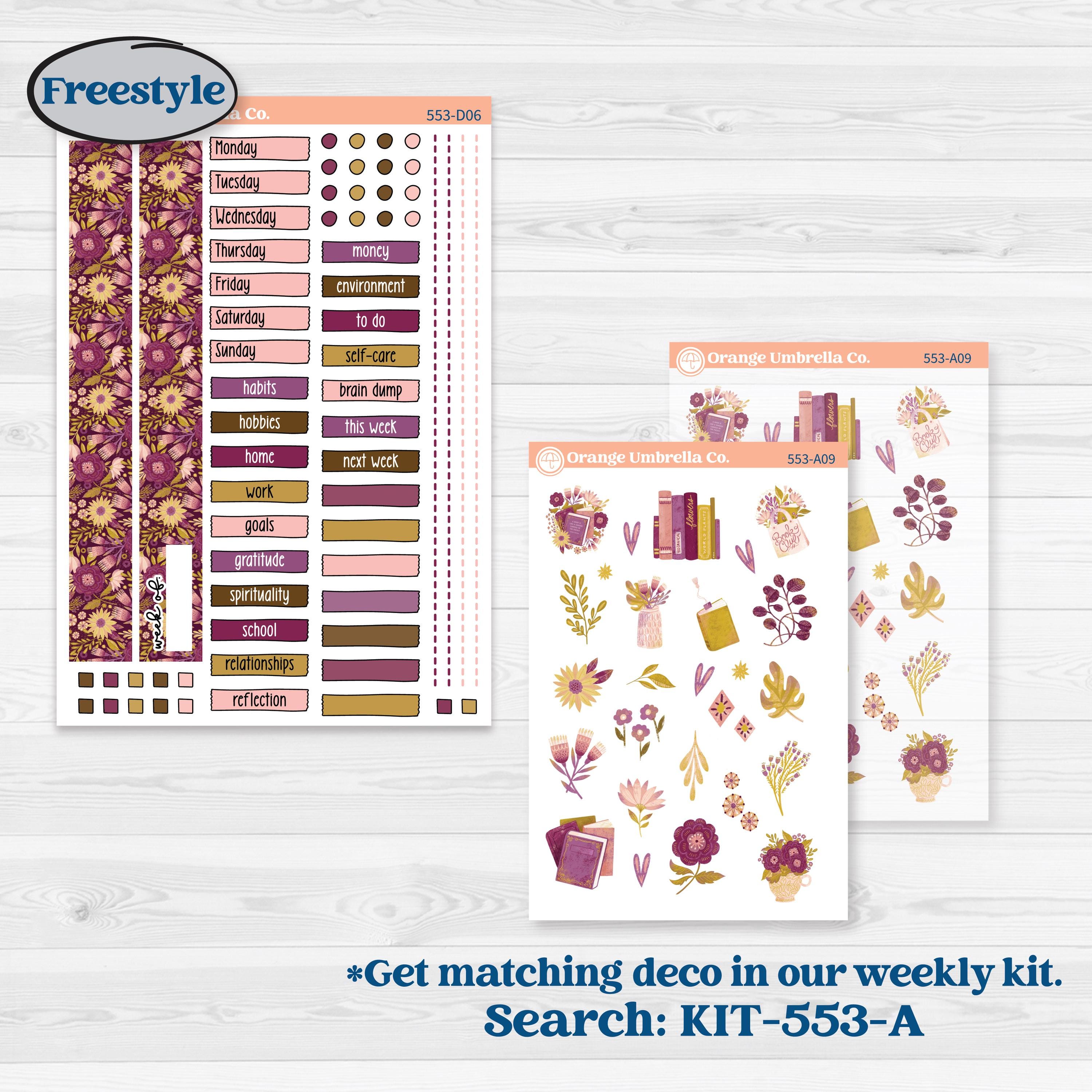 Book Planner Kit | Journaling or Scrapbooking Kit | Creative Junk Journal Planner Stickers | Garden Library | KIT-553-D