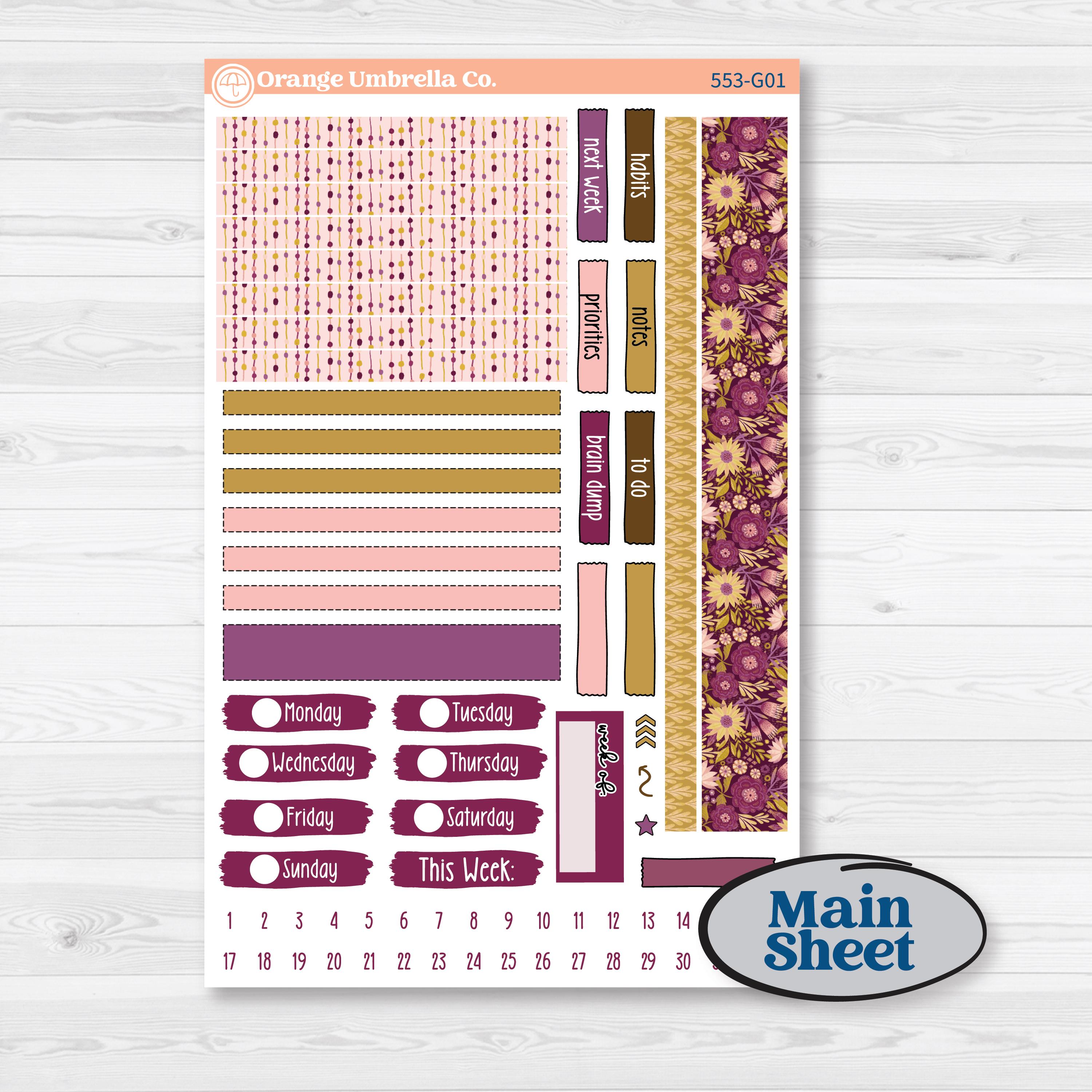 Book Planner Kit | Erin Condren 7x9 Weekly Dashboard Planner Kit Stickers | Garden Library | KIT-553-G
