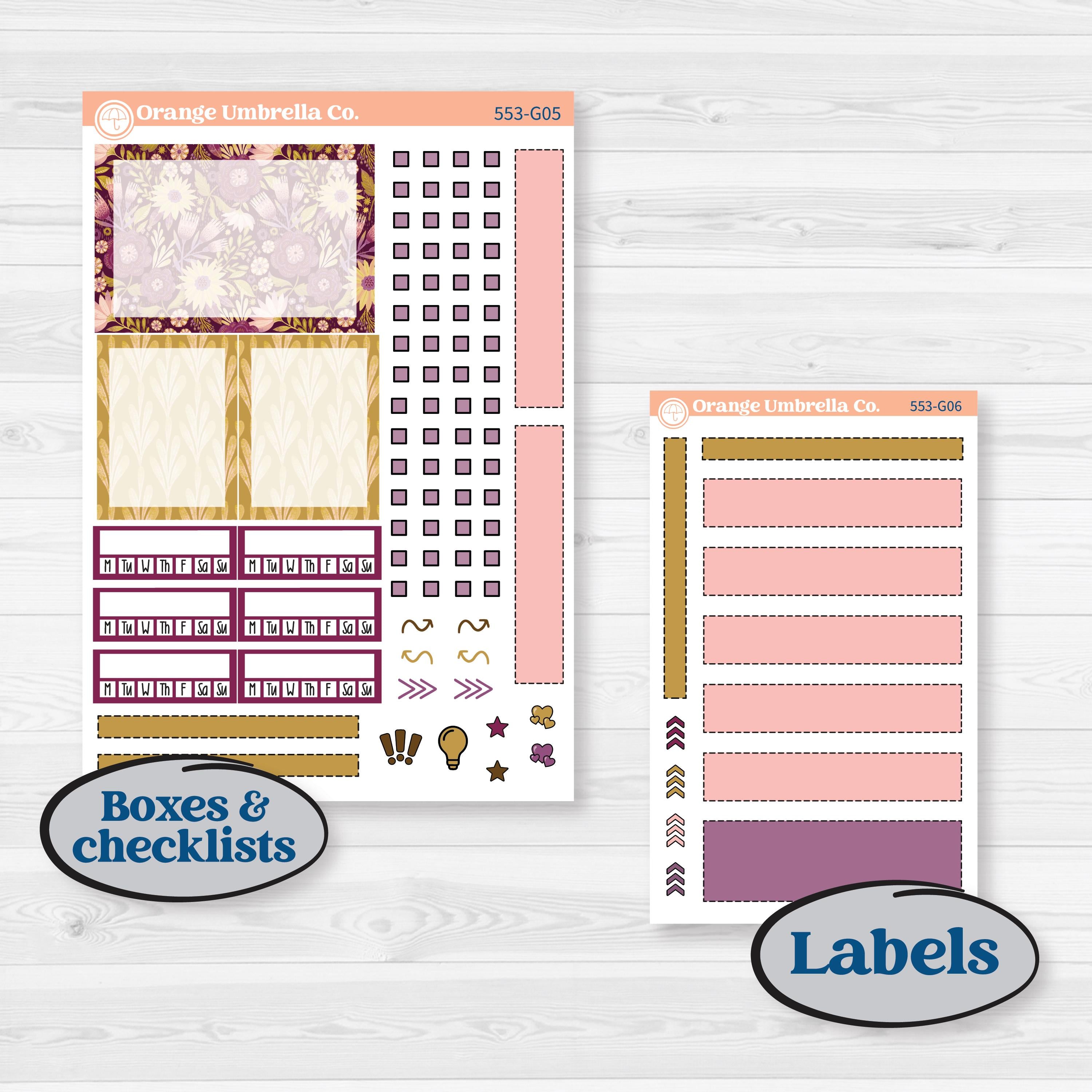 Book Planner Kit | Erin Condren A5 Weekly Dashboard Planner Kit Stickers | Garden Library | KIT-553-G4