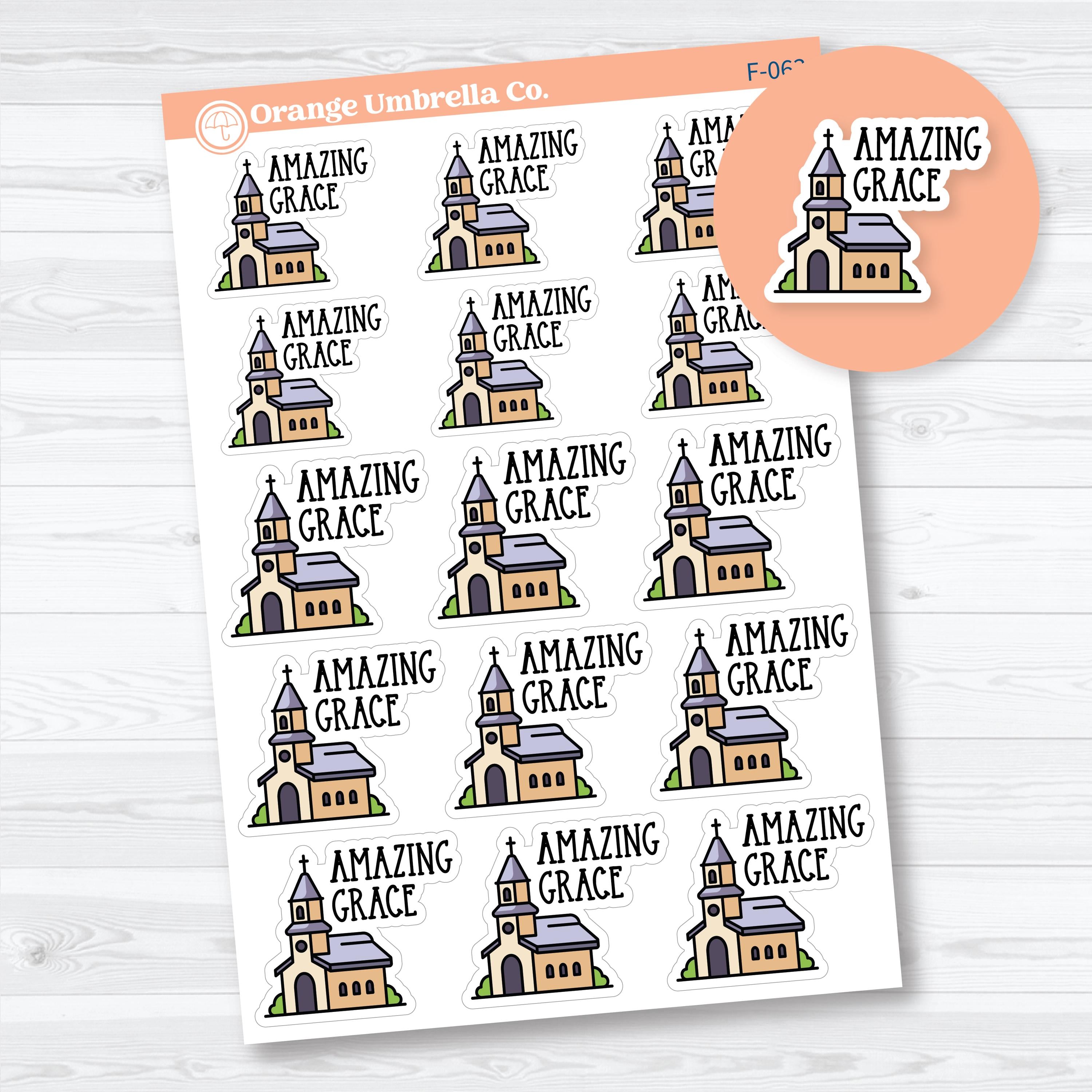 Amazing Grace Faith Phrase | Bible Study Planner Stickers | F-063