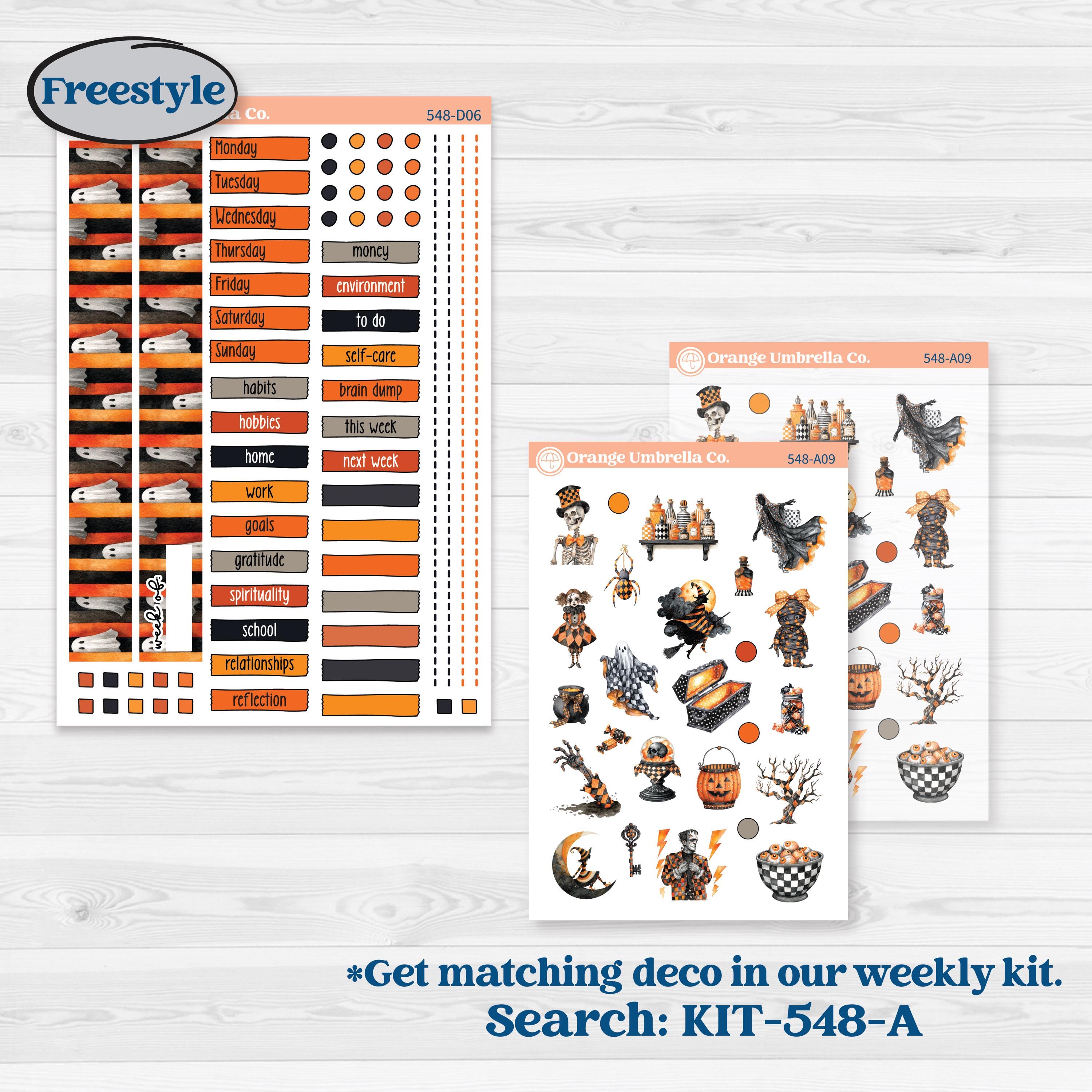 Halloween Planner Kit | Journaling or Scrapbooking Kit | Creative Junk Journal Planner Stickers | Carnival of Curiosities | KIT-548-D