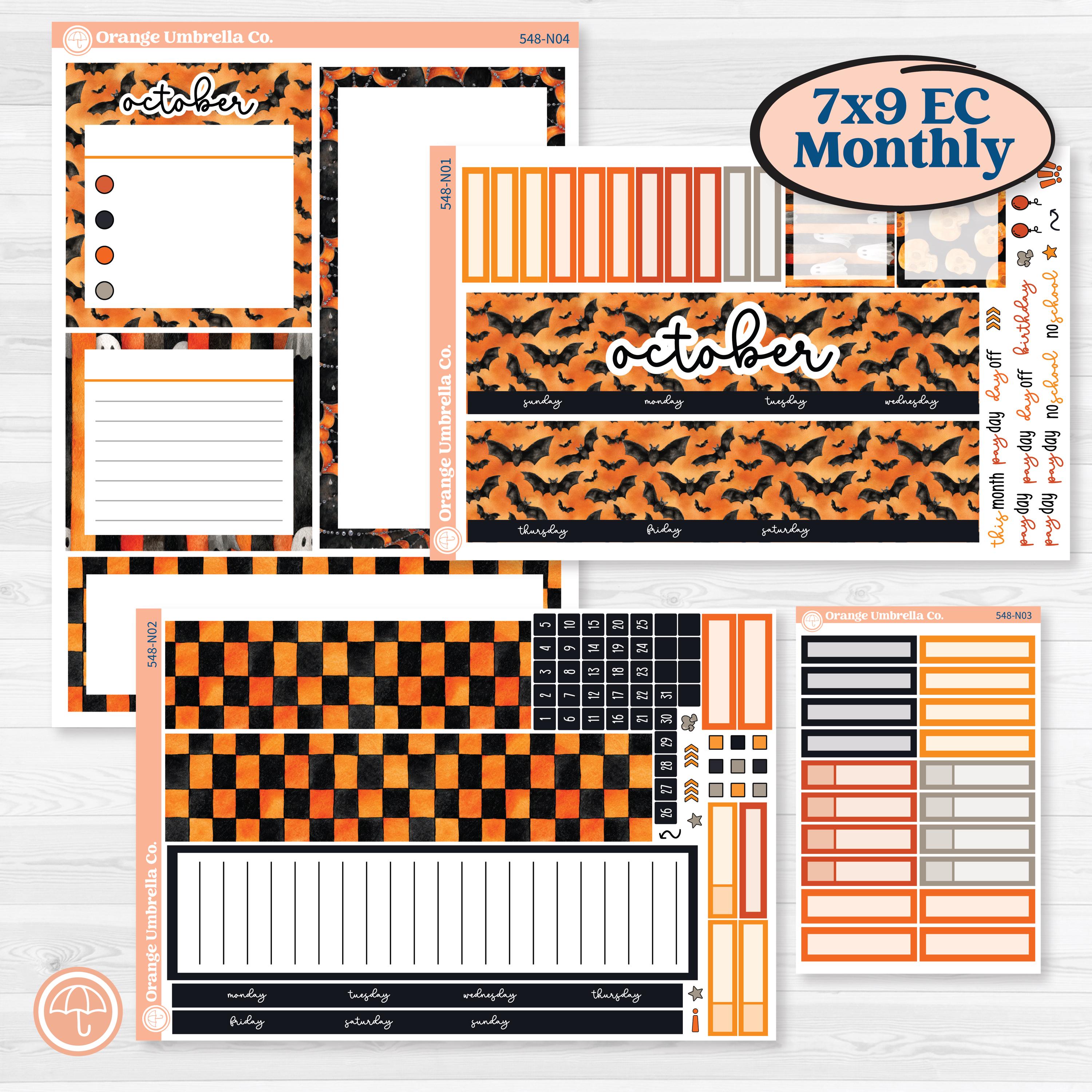 Halloween Planner Kit | 7x9 Erin Condren Life Planner Monthly & Dashboard Sticker Kit | Carnival of Curiosities | KIT-548-N