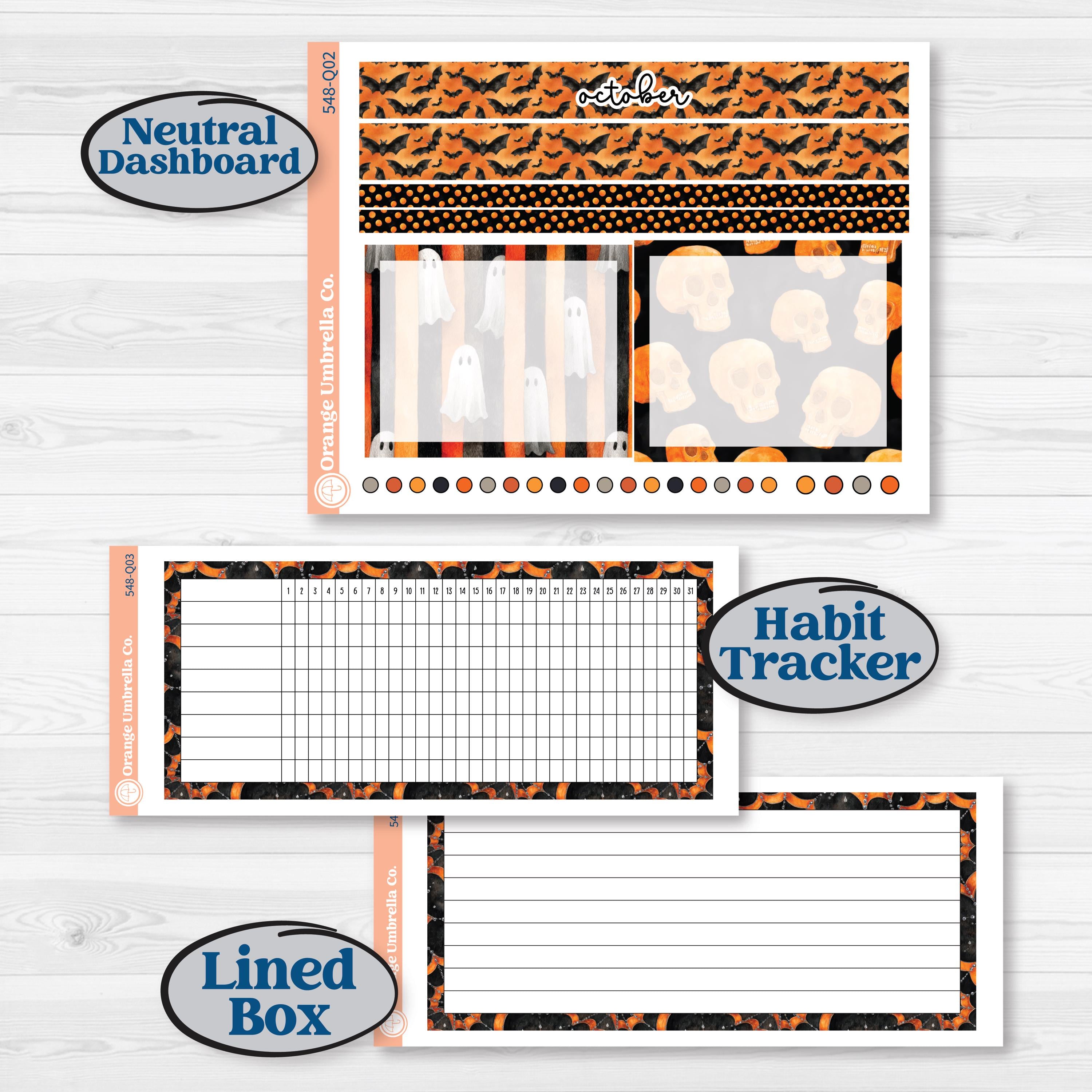Halloween Planner Kit | 7x9 Plum Monthly & Dashboard Planner Kit Stickers | Carnival of Curiosities | KIT-548-Q