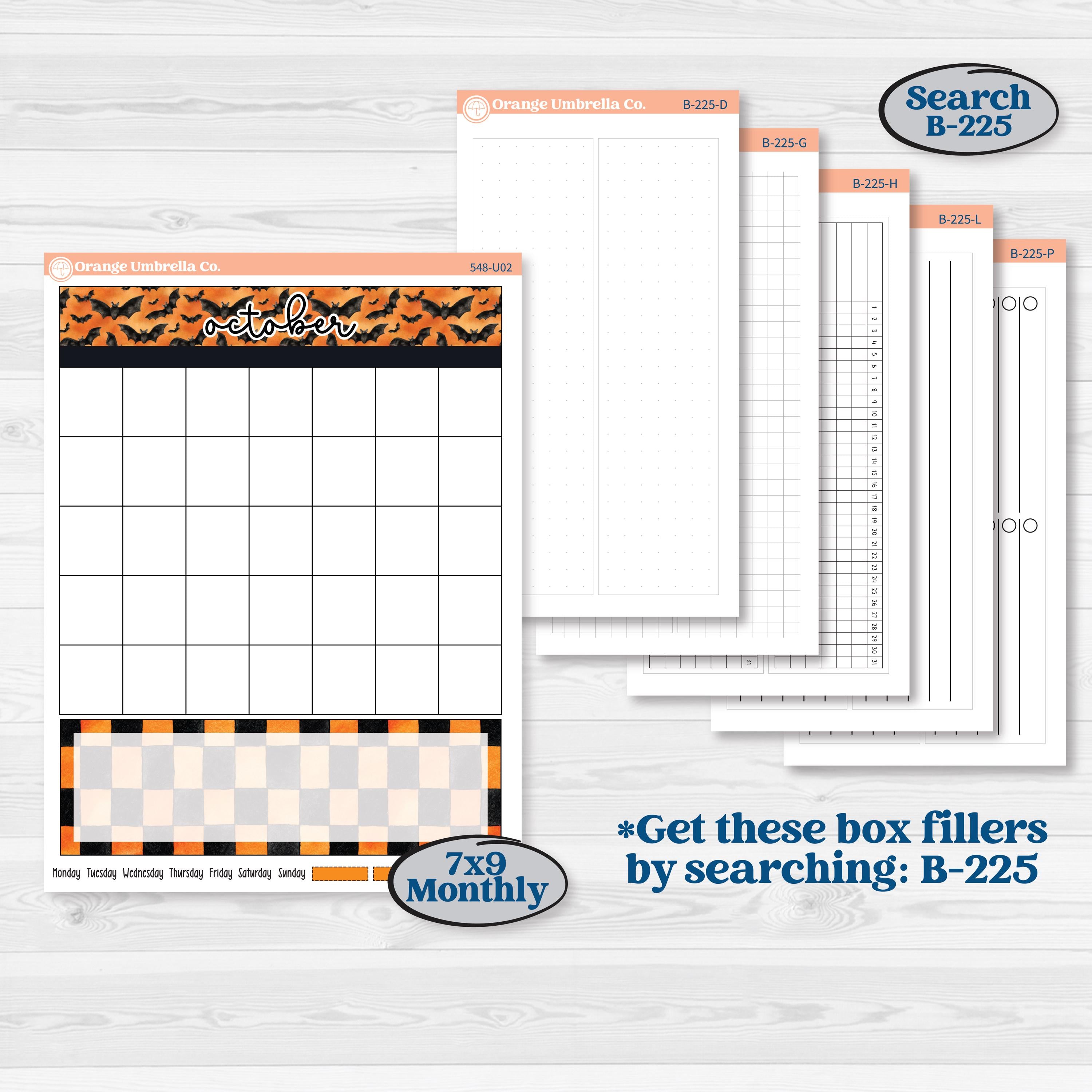 Halloween Planner Kit | A5 or 7x9 Create Your Own Monthly Dashboard Universal & Reading Log Stickers | Carnival of Curiosities | KIT-548-U