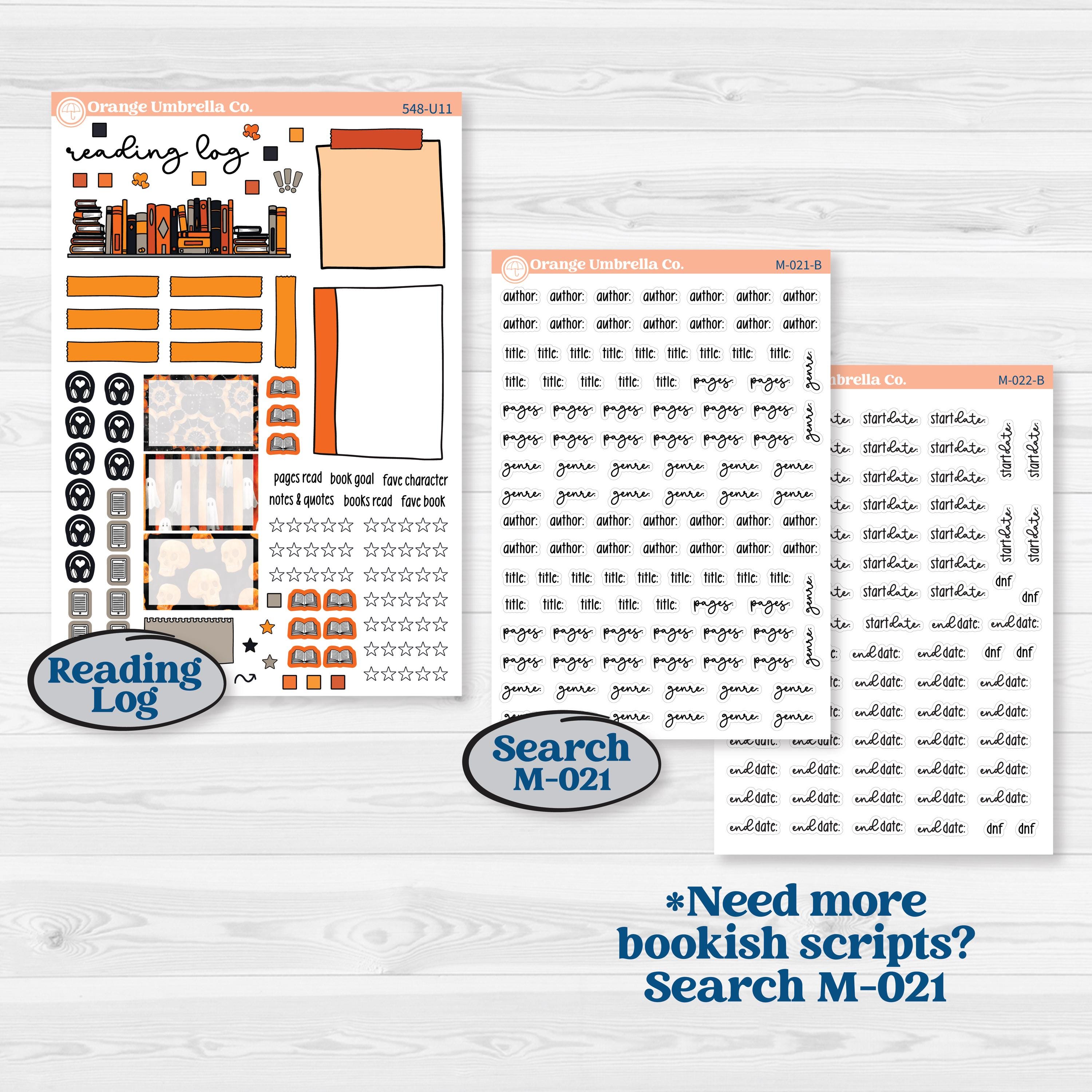 Halloween Planner Kit | A5 or 7x9 Create Your Own Monthly Dashboard Universal & Reading Log Stickers | Carnival of Curiosities | KIT-548-U