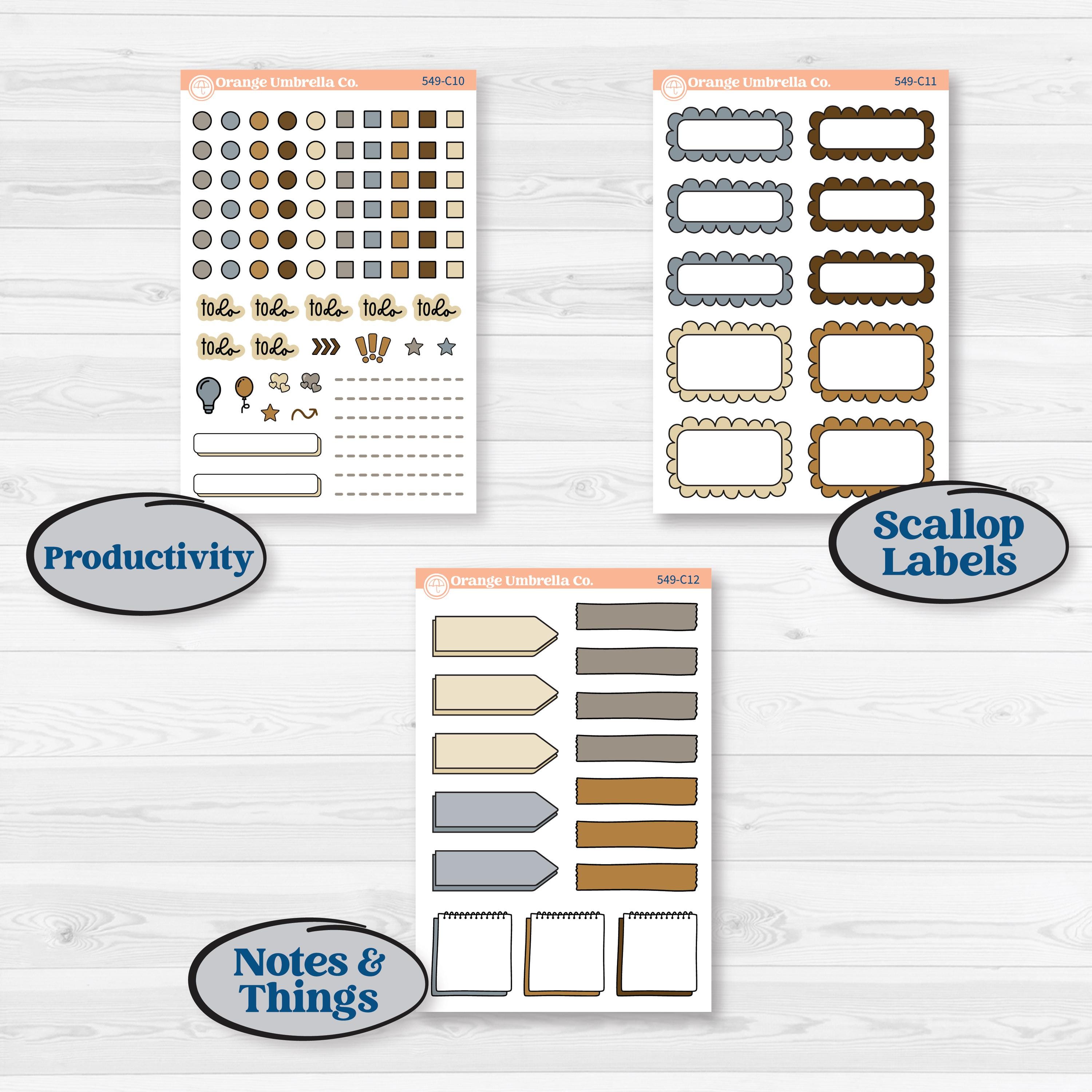 Blue Autumn Planner Kit | Weekly Add-On Labels Planner Kit Stickers | Farmhouse Fall | KIT-549-C