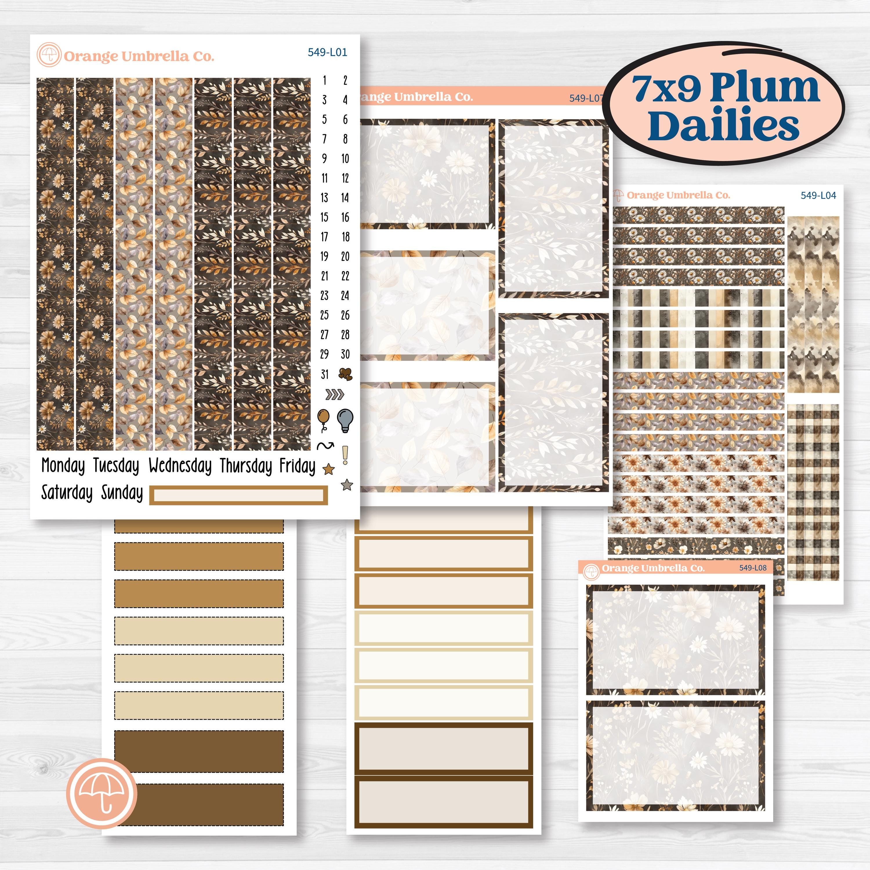 Blue Autumn Planner Kit | 7x9 Plum Daily Planner Kit Stickers | Farmhouse Fall | KIT-549-L