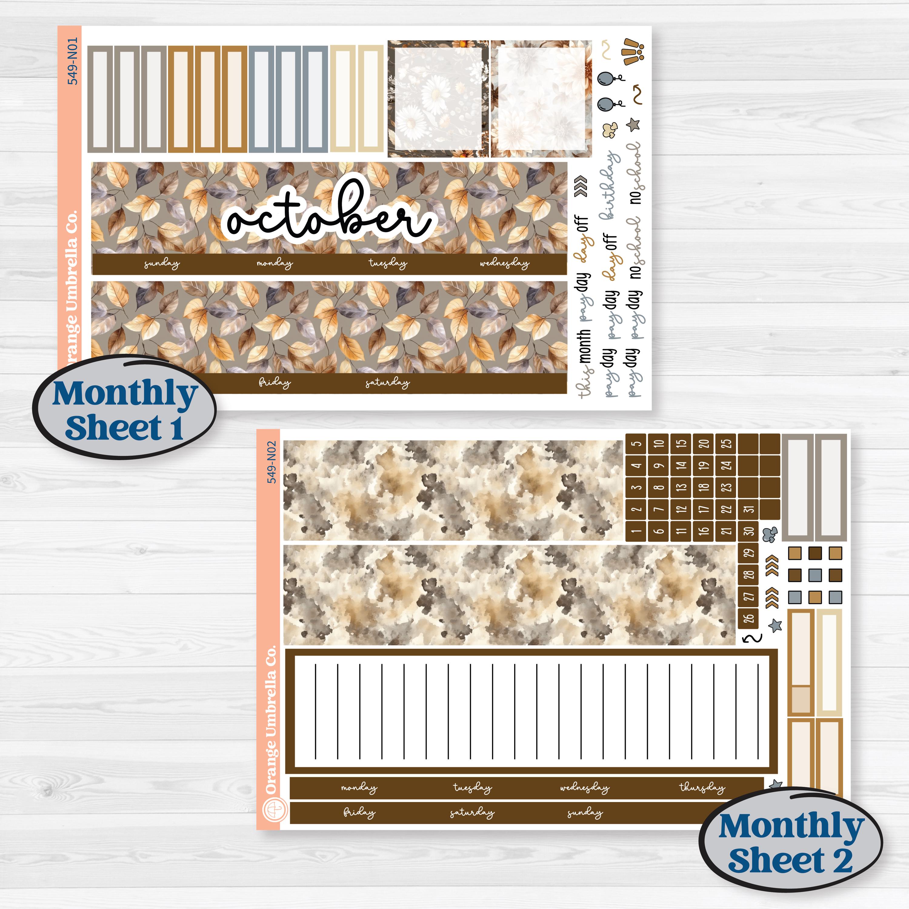 Blue Autumn Planner Kit | 7x9 Erin Condren Life Planner Monthly & Dashboard Sticker Kit | Farmhouse Fall | KIT-549-N