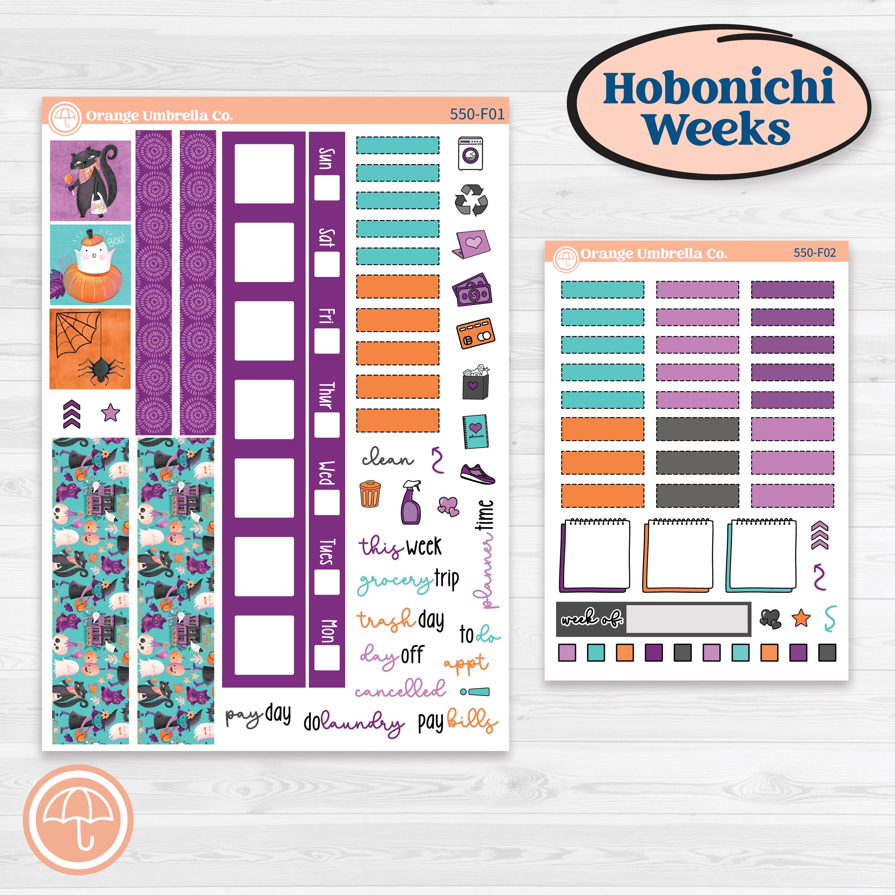 Halloween Planner Kit | Hobonichi Weeks Weekly Planner Kit Stickers | Sweetly Spooky | KIT-550-F