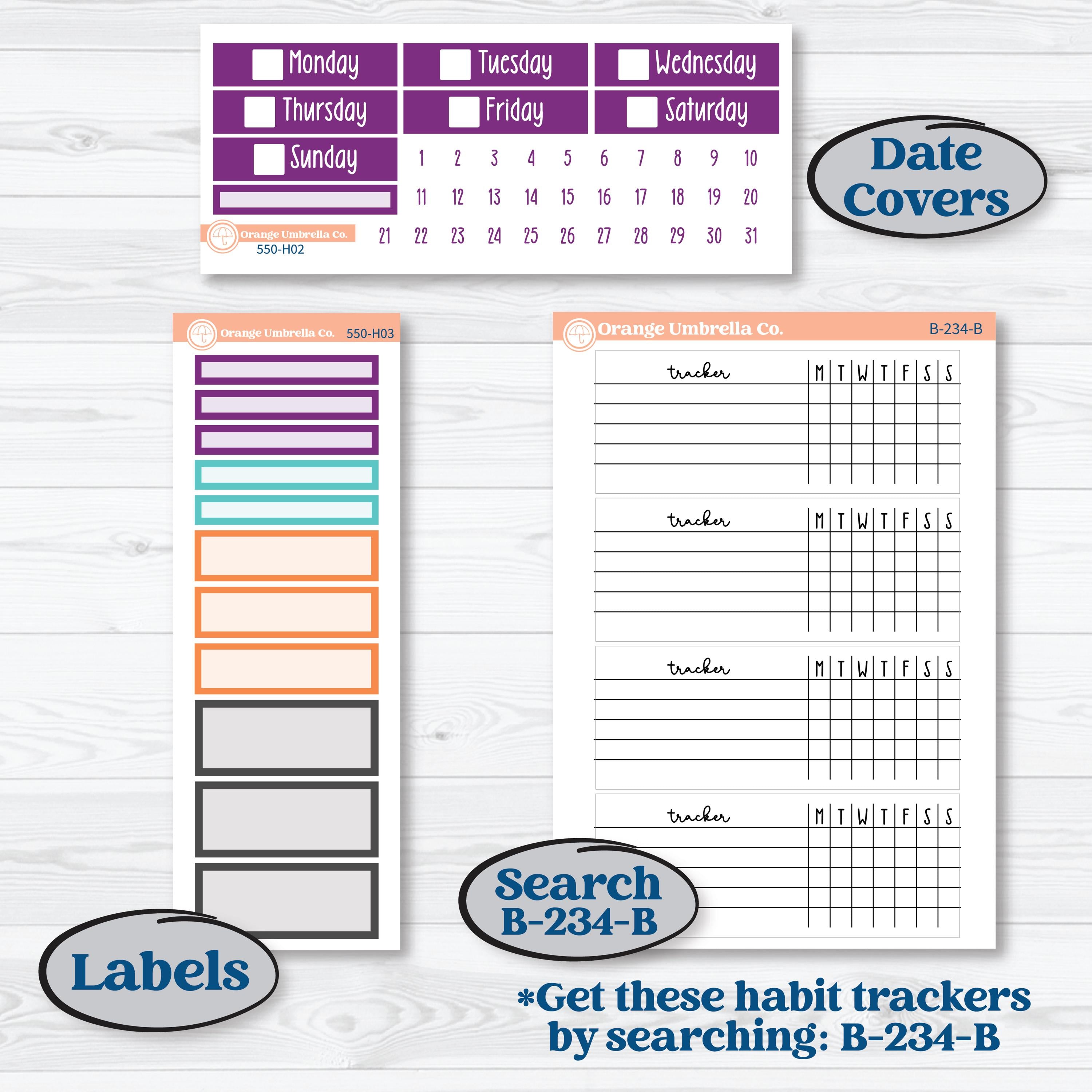 Halloween Planner Kit | Plum Vertical Priorities 7x9 Planner Kit Stickers | Sweetly Spooky | KIT-550-H